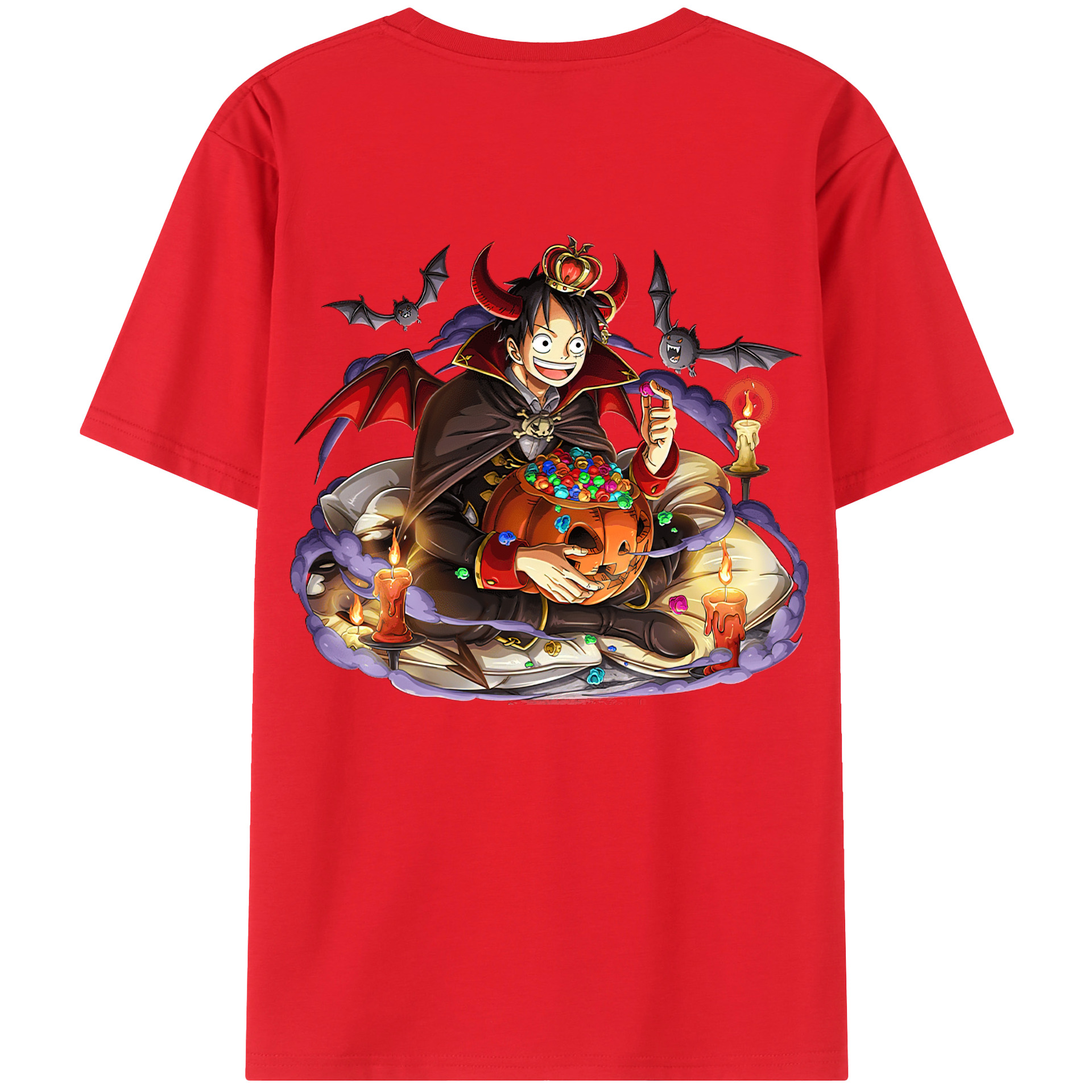 ワンピース モンキー・D・ルフィ ONE PIECE Monkey D. Luffy 綿100％半袖Tシャツ（背面プリント）