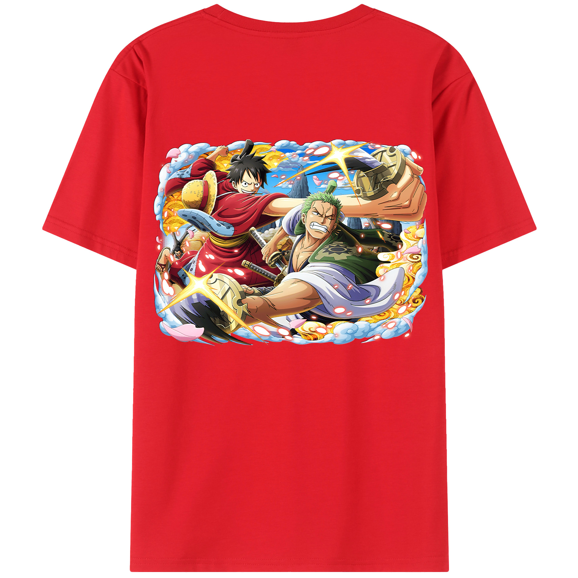 ワンピース モンキー・D・ルフィ ONE PIECE Monkey D. Luffy 綿100％半袖Tシャツ（背面プリント）
