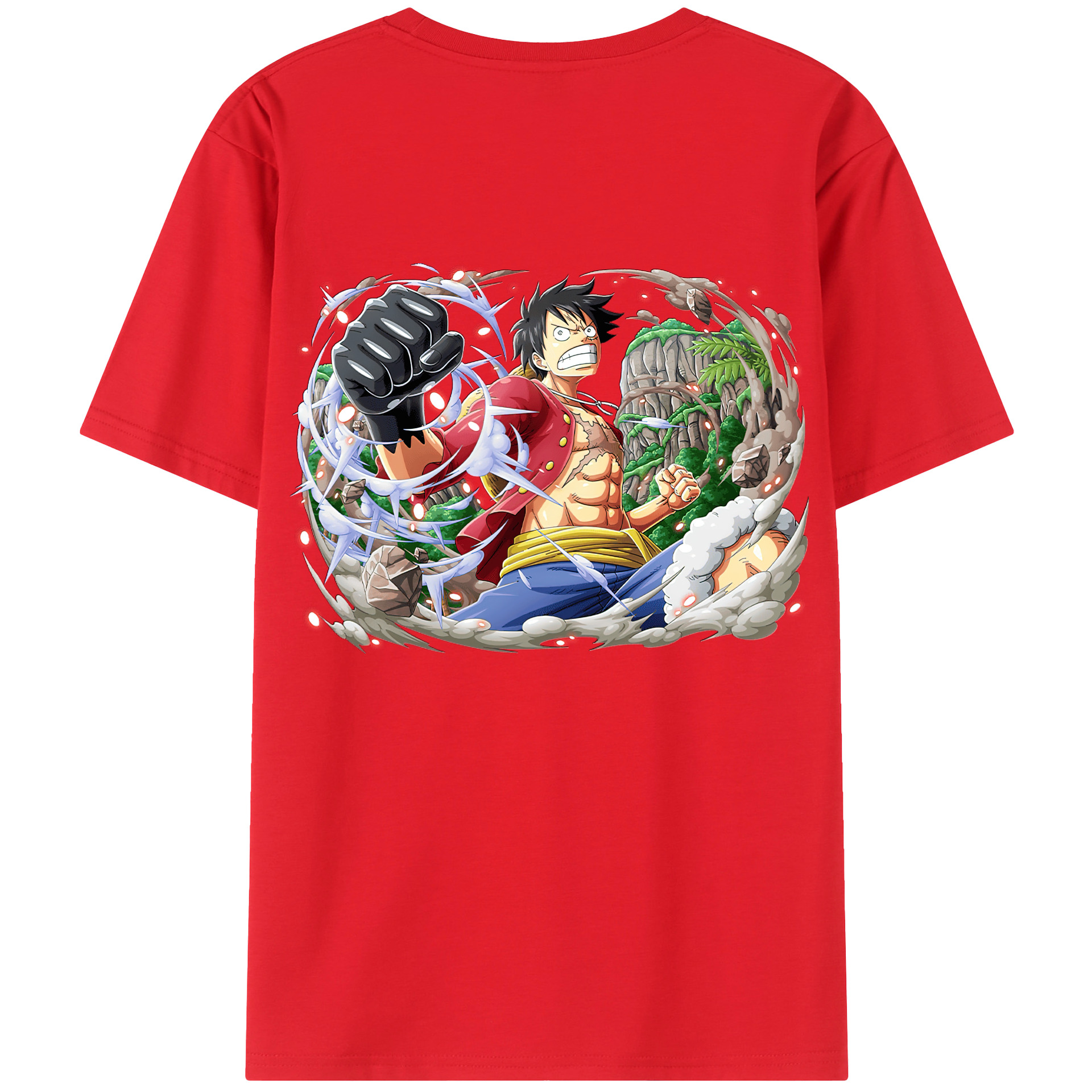 ワンピース モンキー・D・ルフィ ONE PIECE Monkey D. Luffy 綿100％半袖Tシャツ（背面プリント）