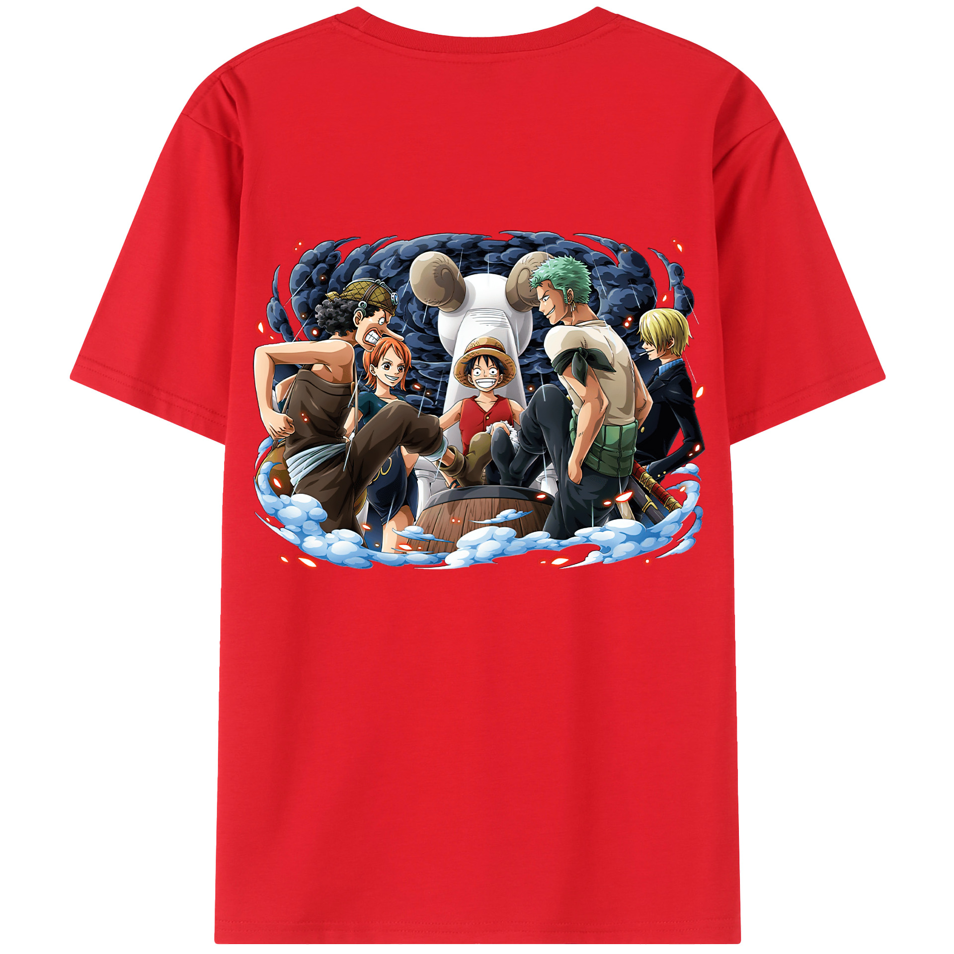 ワンピース モンキー・D・ルフィ ONE PIECE Monkey D. Luffy 綿100％半袖Tシャツ（背面プリント）