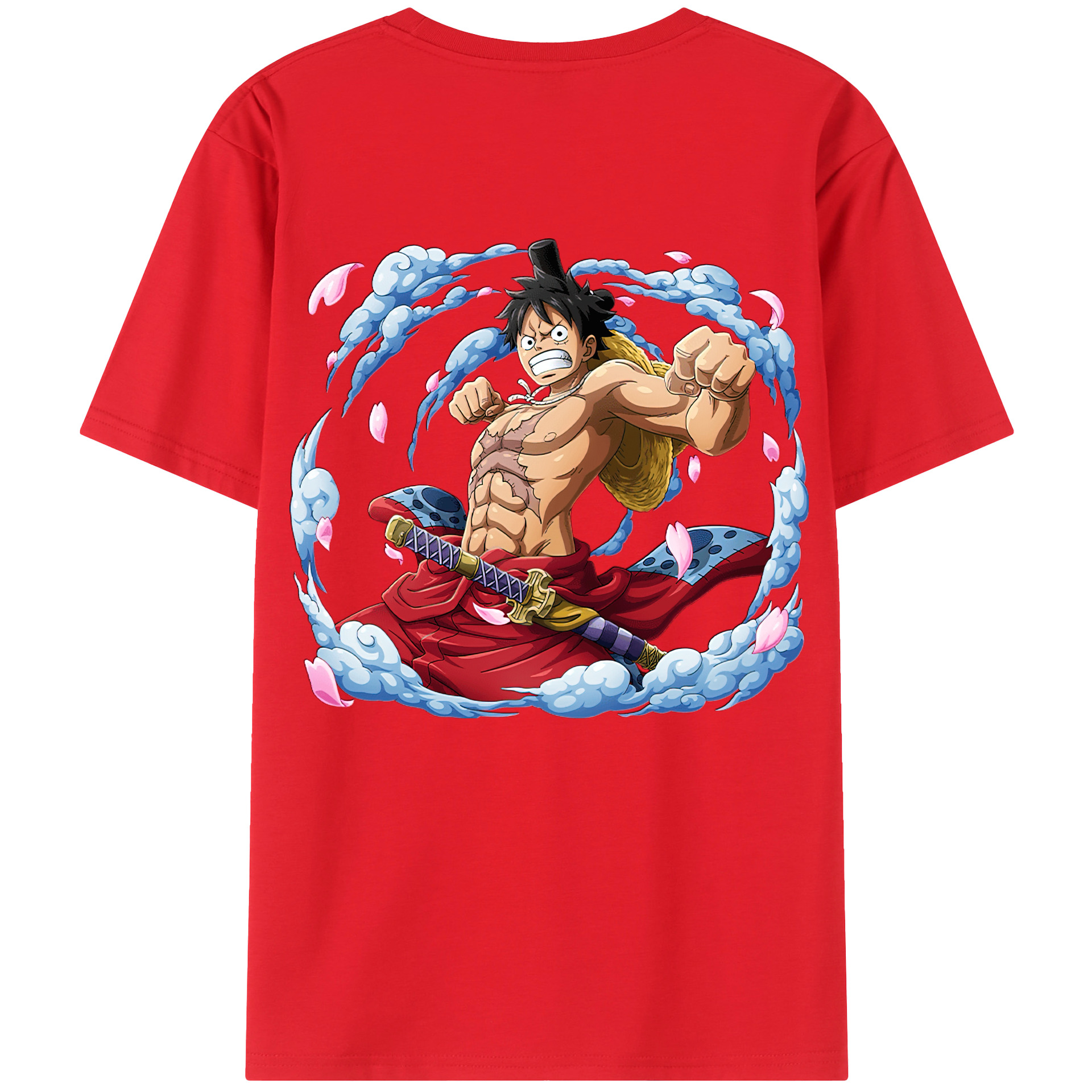 ワンピース モンキー・D・ルフィ ONE PIECE Monkey D. Luffy 綿100％半袖Tシャツ（背面プリント）