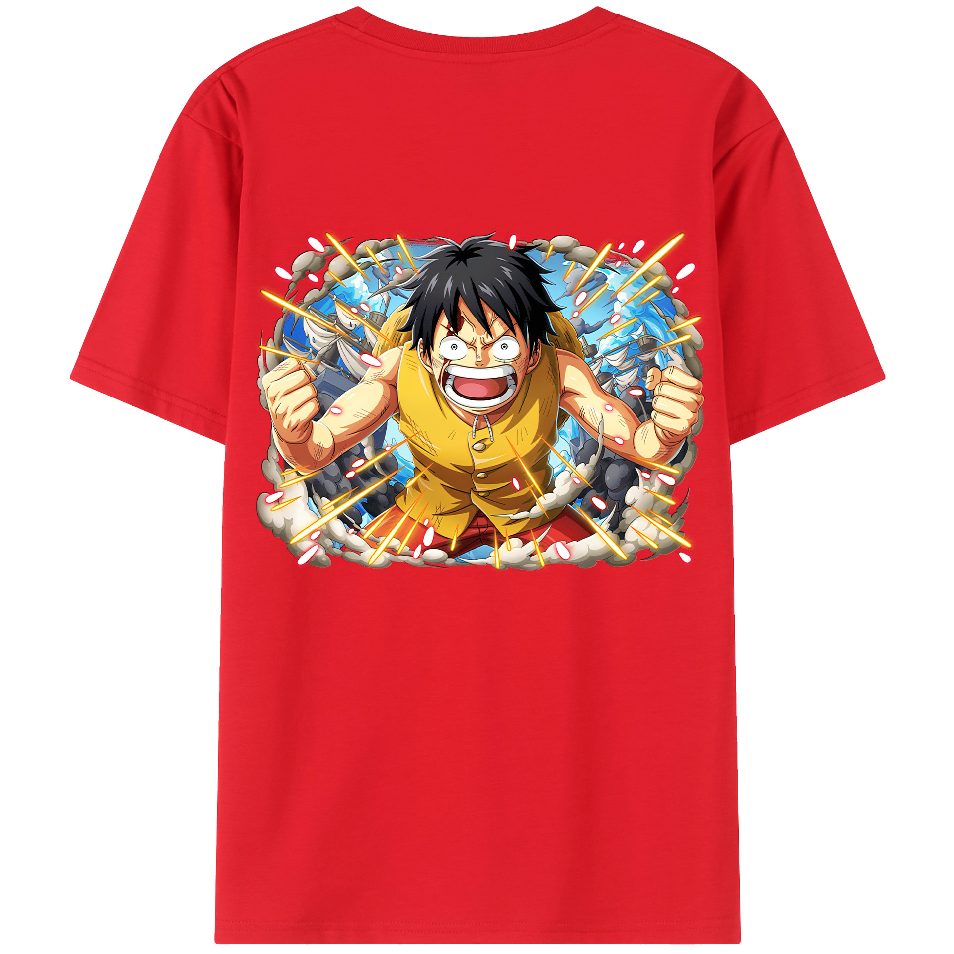 ワンピース モンキー・D・ルフィ ONE PIECE Monkey D. Luffy 綿100％半袖Tシャツ（背面プリント）