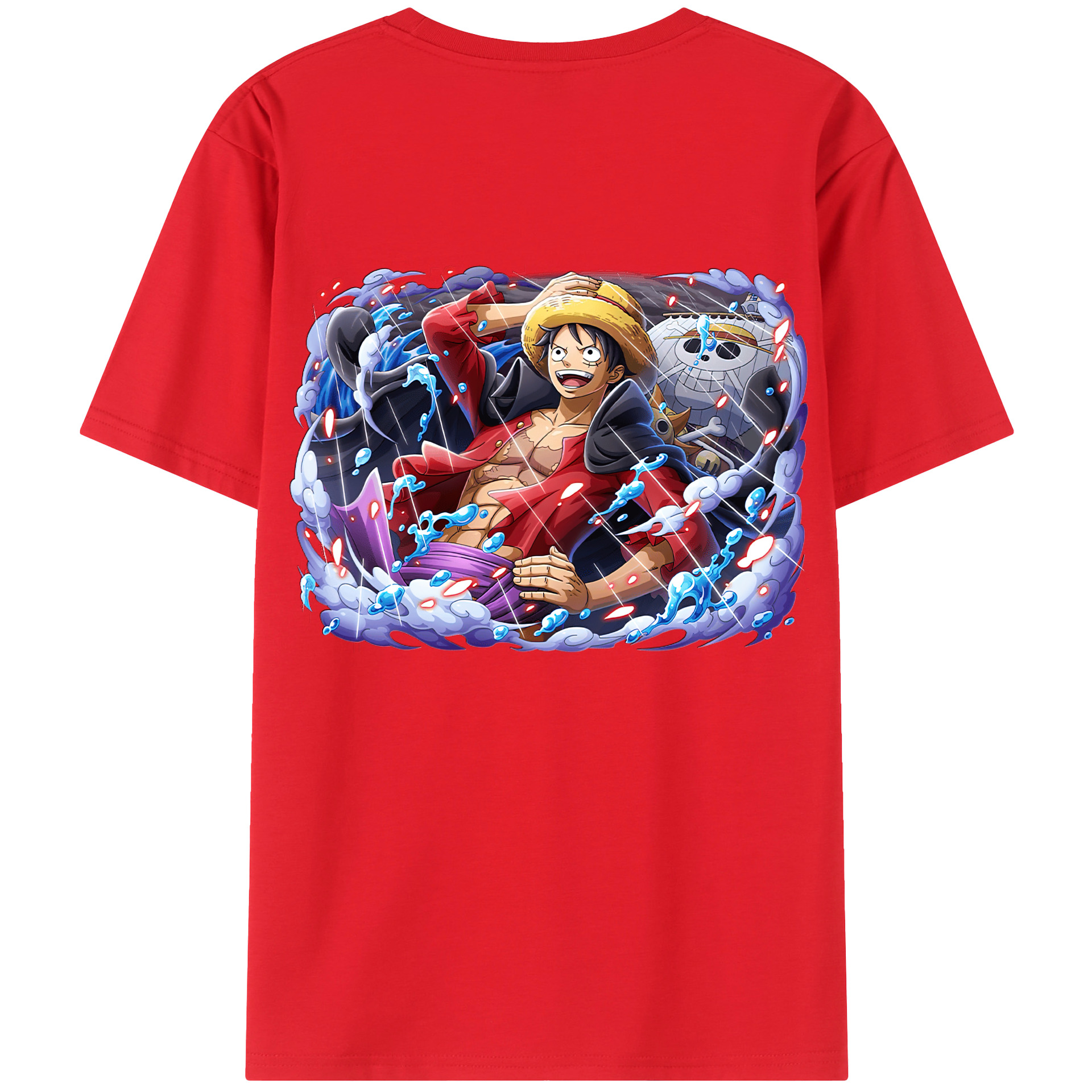 ワンピース モンキー・D・ルフィ ONE PIECE Monkey D. Luffy 綿100％半袖Tシャツ（背面プリント）