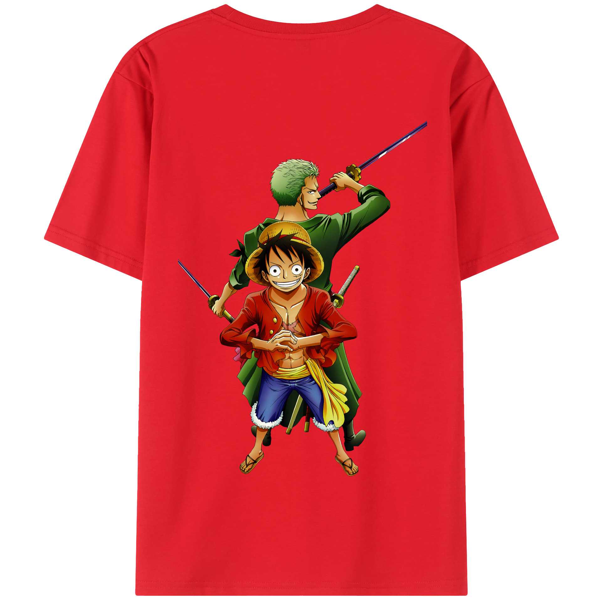 ワンピース モンキー・D・ルフィ ONE PIECE Monkey D. Luffy 綿100％半袖Tシャツ（背面プリント）