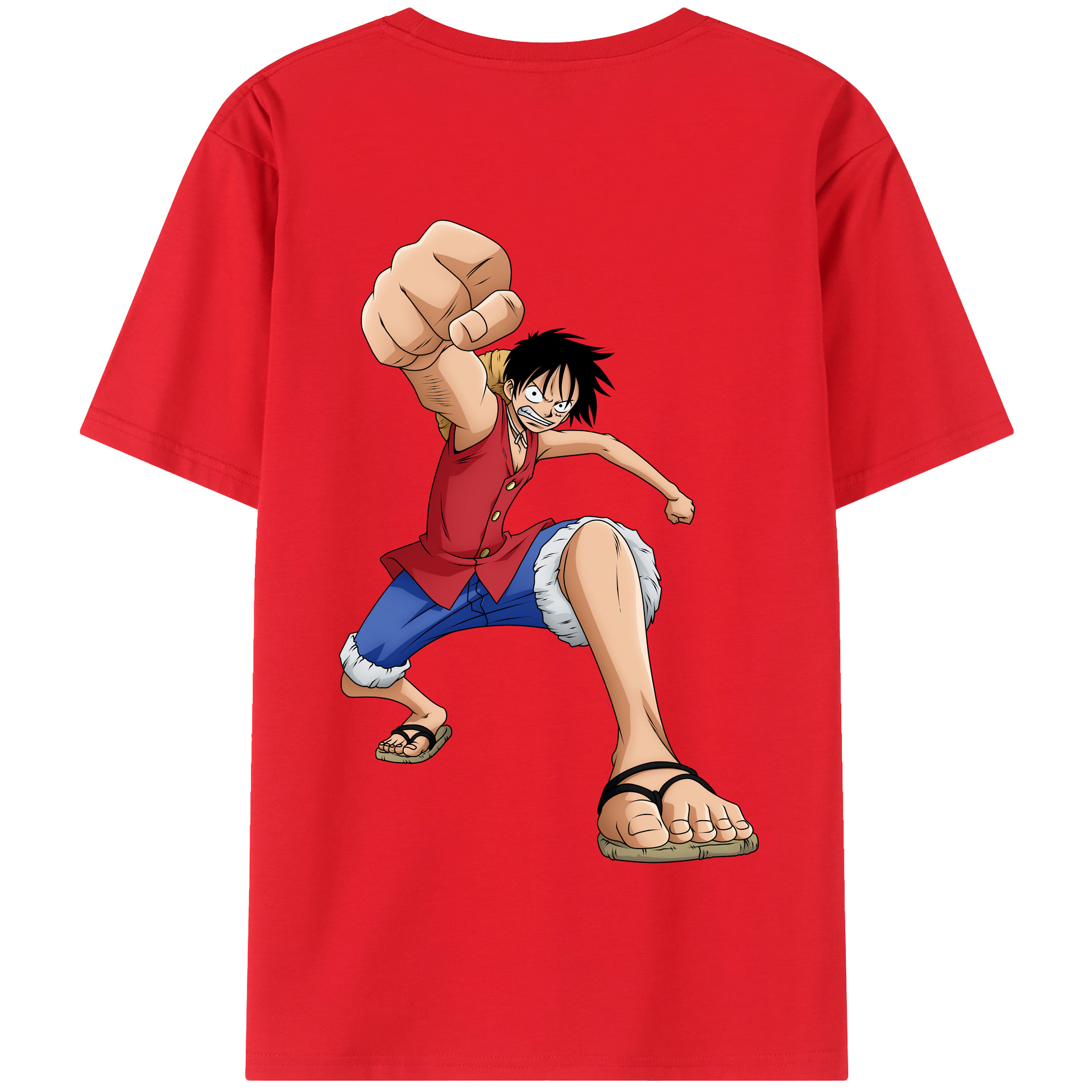 ワンピース モンキー・D・ルフィ ONE PIECE Monkey D. Luffy 綿100％半袖Tシャツ（背面プリント）