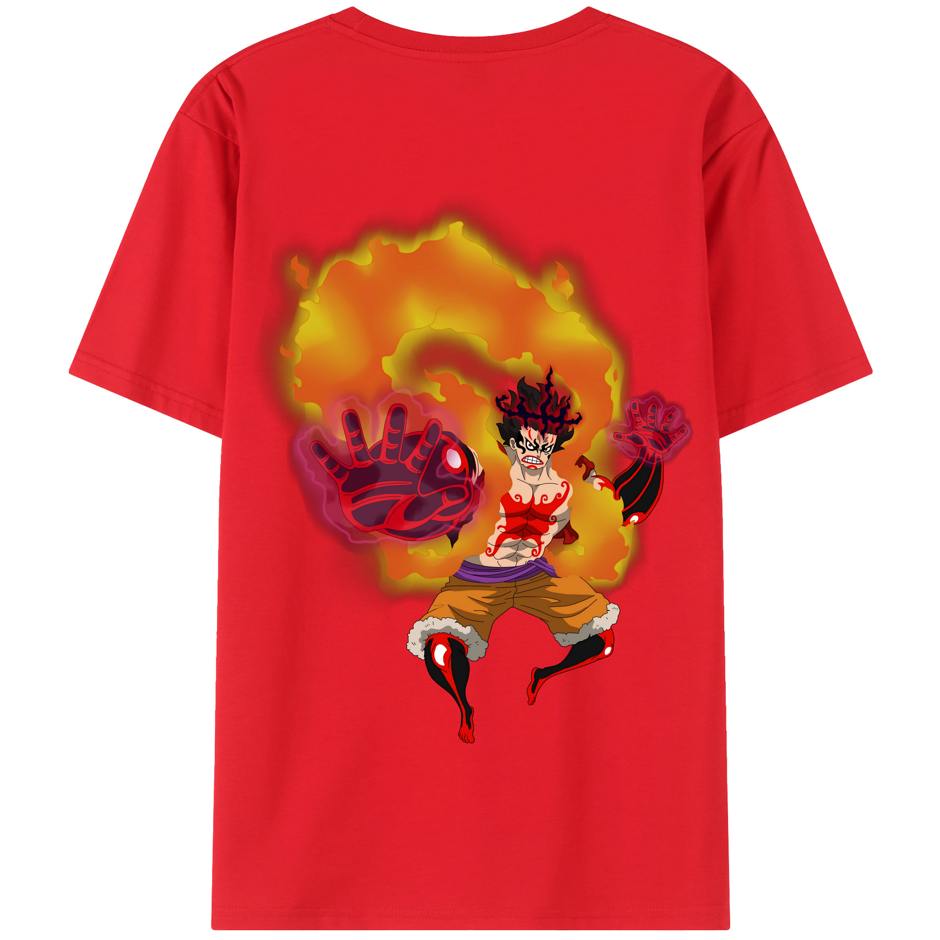 ワンピース モンキー・D・ルフィ ONE PIECE Monkey D. Luffy 綿100％半袖Tシャツ（背面プリント）