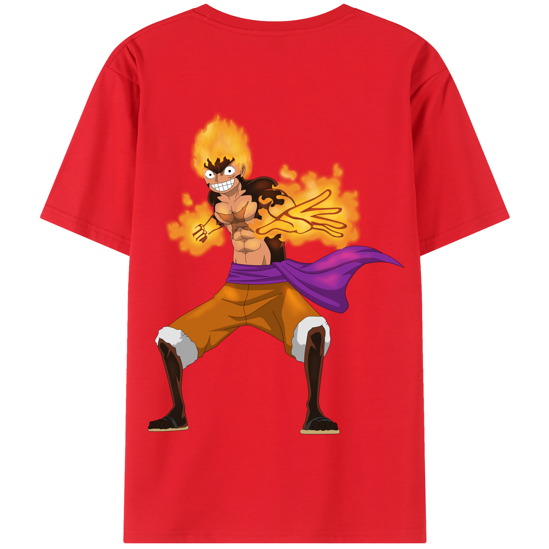 ワンピース モンキー・D・ルフィ ONE PIECE Monkey D. Luffy 綿100％半袖Tシャツ（背面プリント）