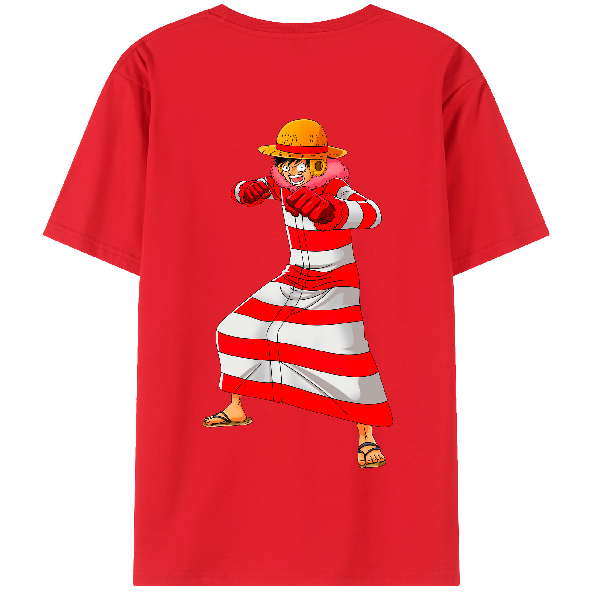 ワンピース モンキー・D・ルフィ ONE PIECE Monkey D. Luffy 綿100％半袖Tシャツ（背面プリント）