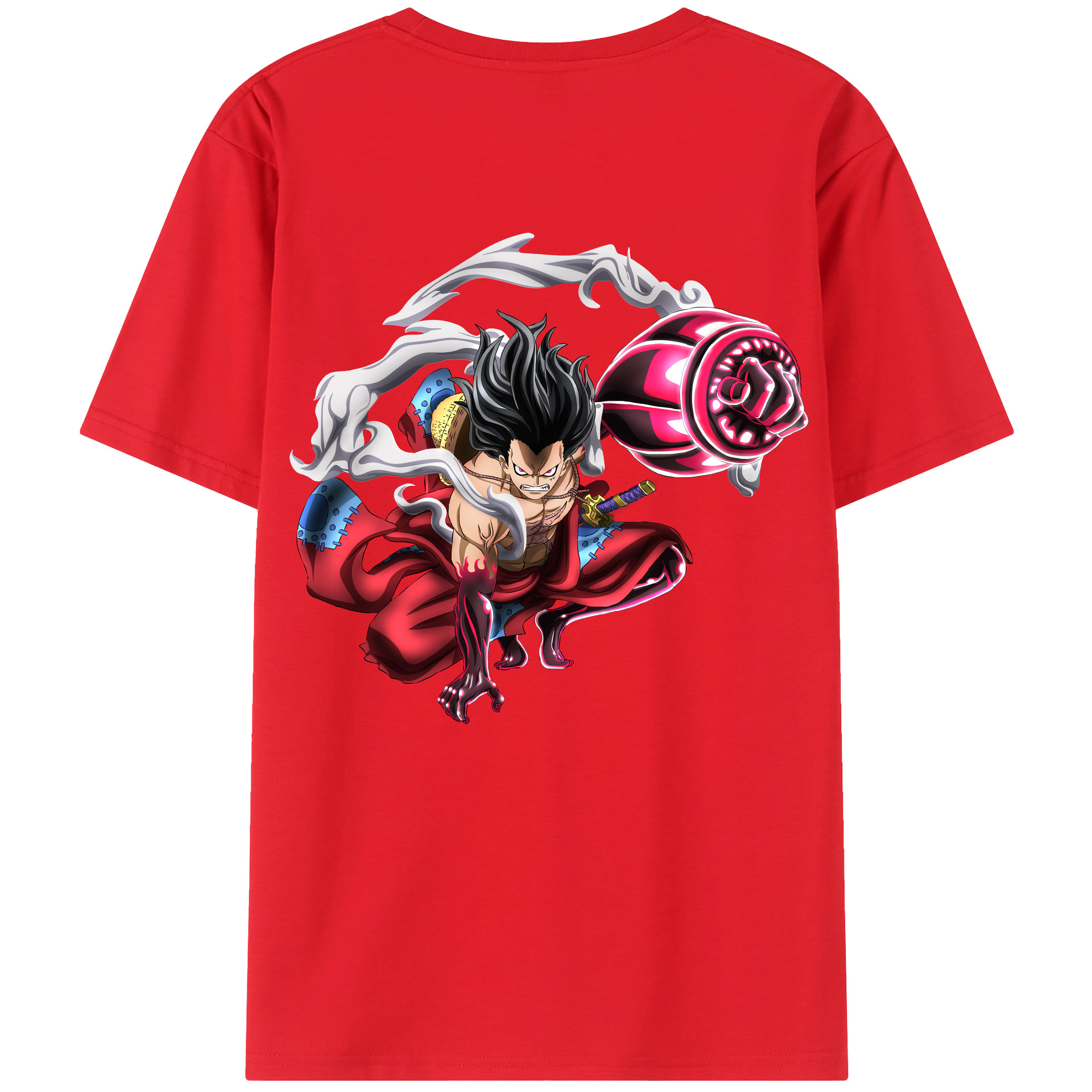 ワンピース モンキー・D・ルフィ ONE PIECE Monkey D. Luffy 綿100％半袖Tシャツ（背面プリント）