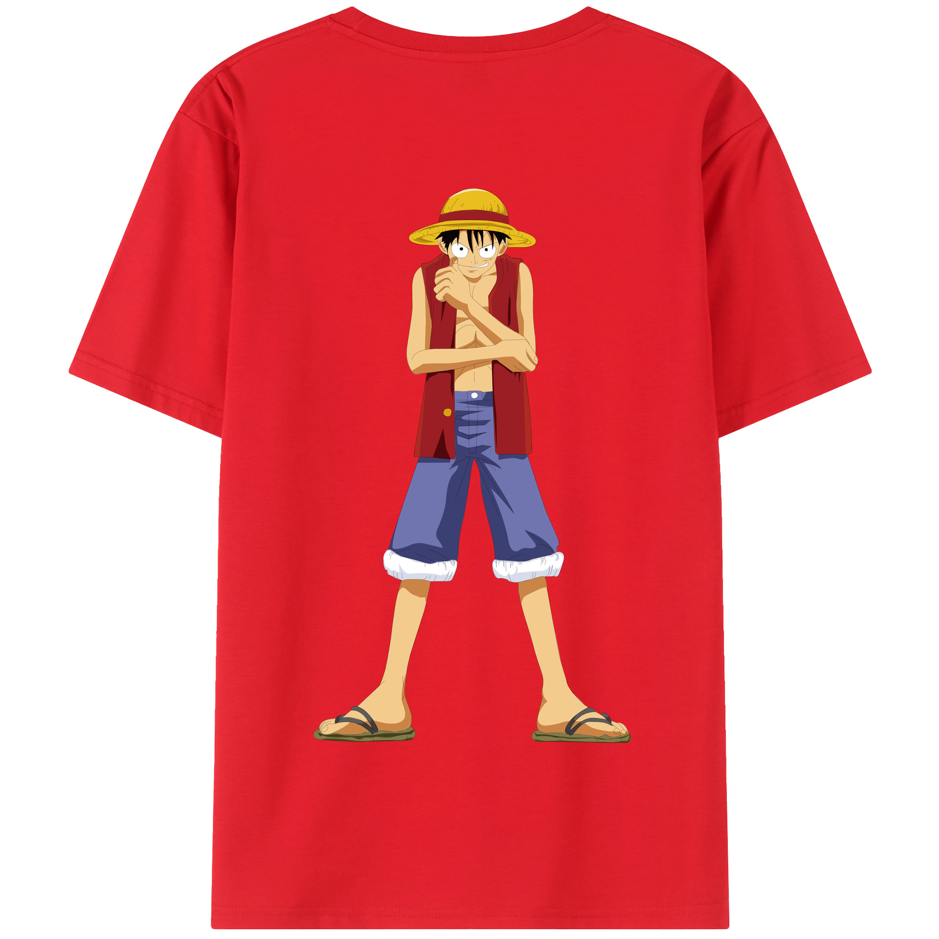 ワンピース モンキー・D・ルフィ ONE PIECE Monkey D. Luffy 綿100％半袖Tシャツ（背面プリント）