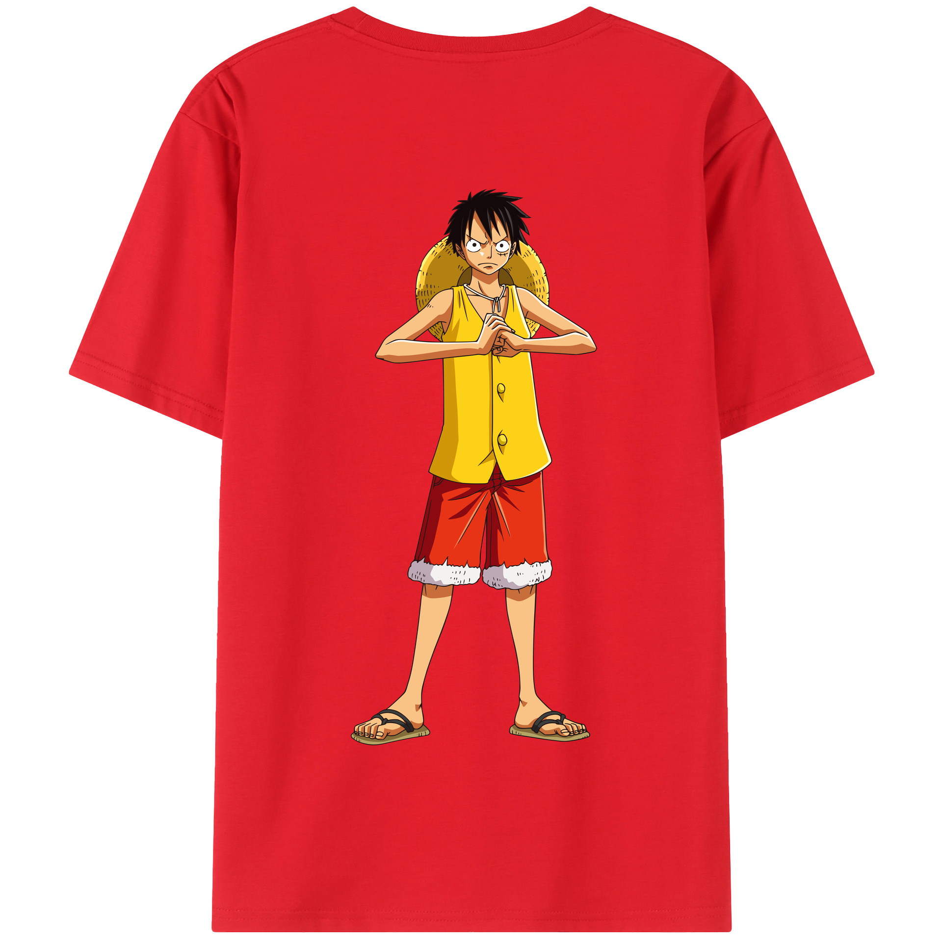 ワンピース モンキー・D・ルフィ ONE PIECE Monkey D. Luffy 綿100％半袖Tシャツ（背面プリント）