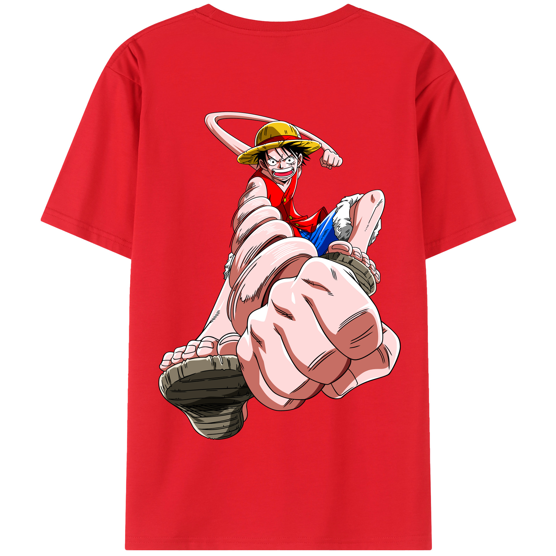 ワンピース モンキー・D・ルフィ ONE PIECE Monkey D. Luffy 綿100％半袖Tシャツ（背面プリント）