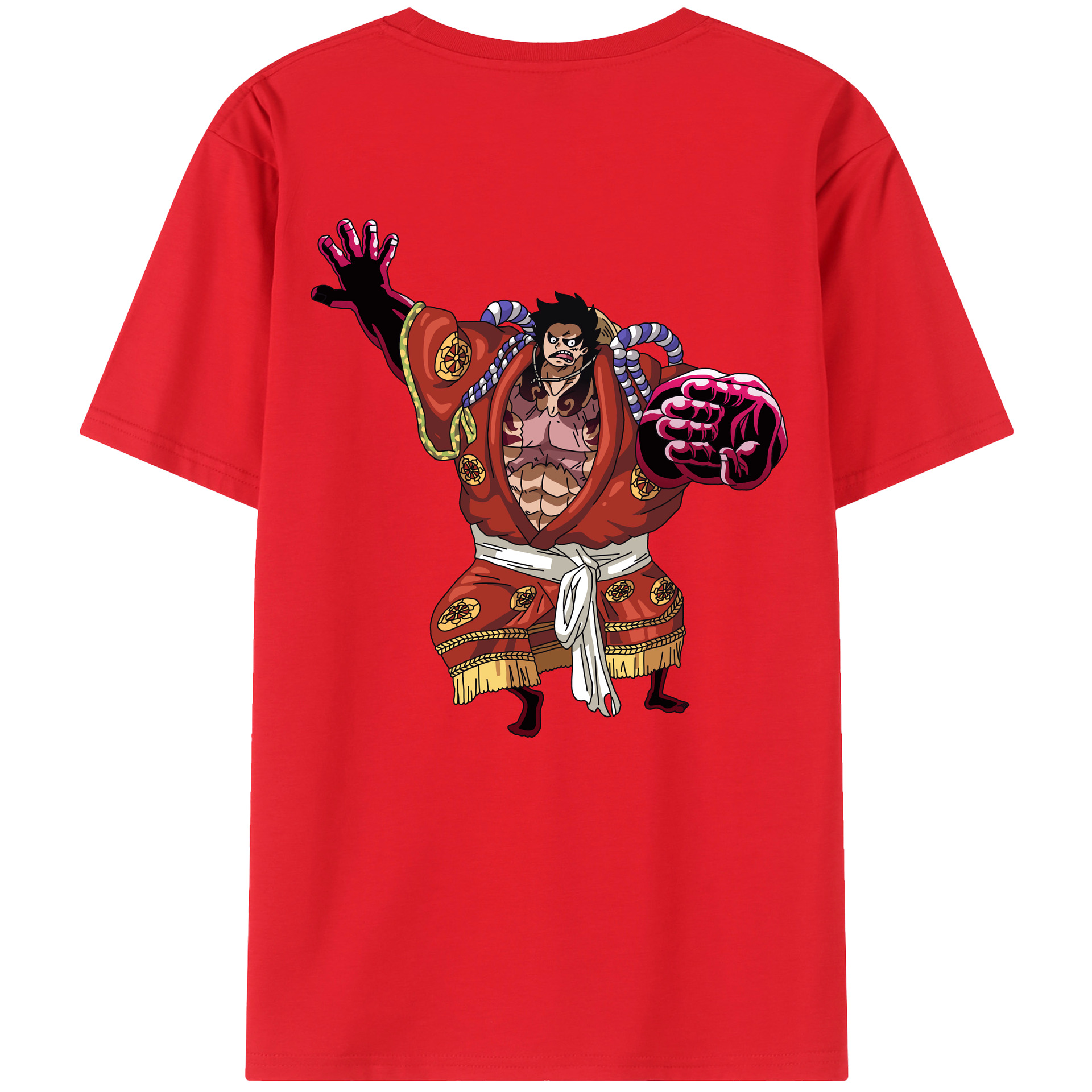 ワンピース モンキー・D・ルフィ ONE PIECE Monkey D. Luffy 綿100％半袖Tシャツ（背面プリント）