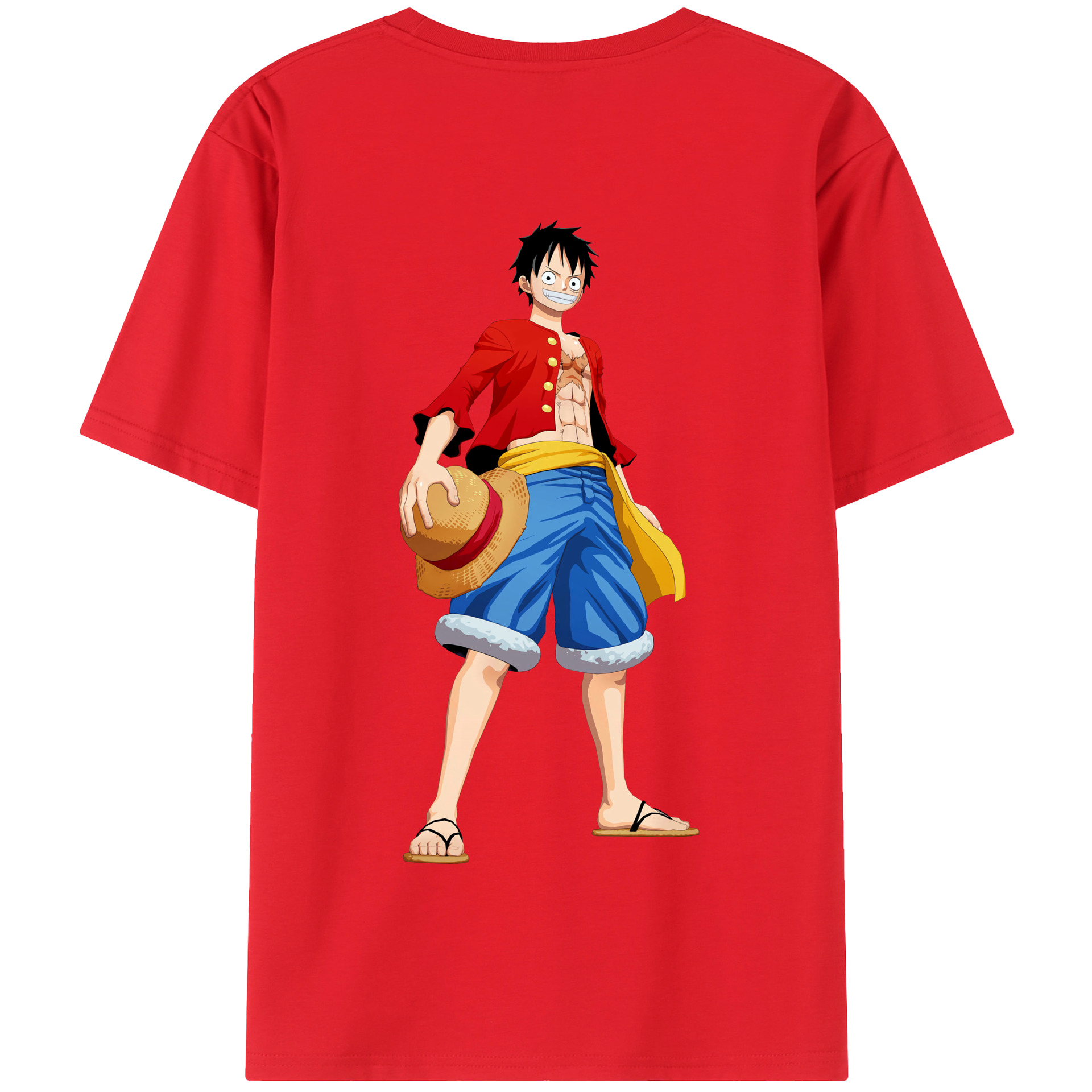 ワンピース モンキー・D・ルフィ ONE PIECE Monkey D. Luffy 綿100％半袖Tシャツ（背面プリント）