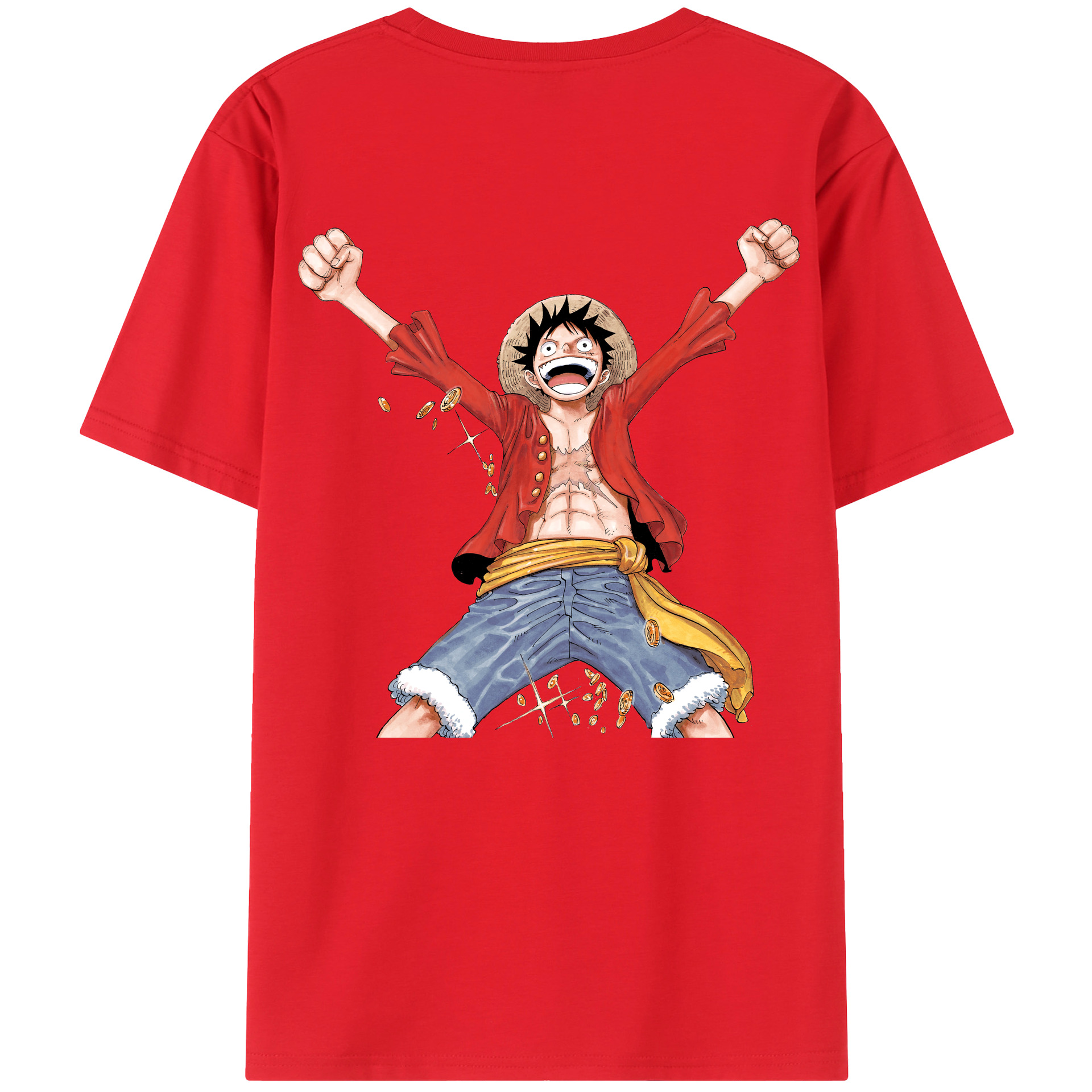 ワンピース モンキー・D・ルフィ ONE PIECE Monkey D. Luffy 綿100％半袖Tシャツ（背面プリント）
