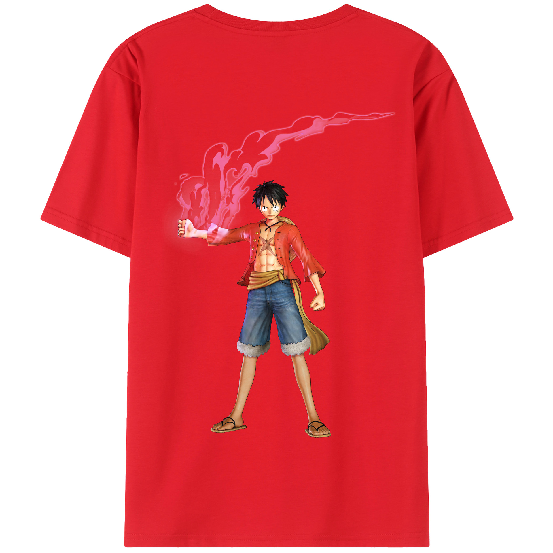 ワンピース モンキー・D・ルフィ ONE PIECE Monkey D. Luffy 綿100％半袖Tシャツ（背面プリント）