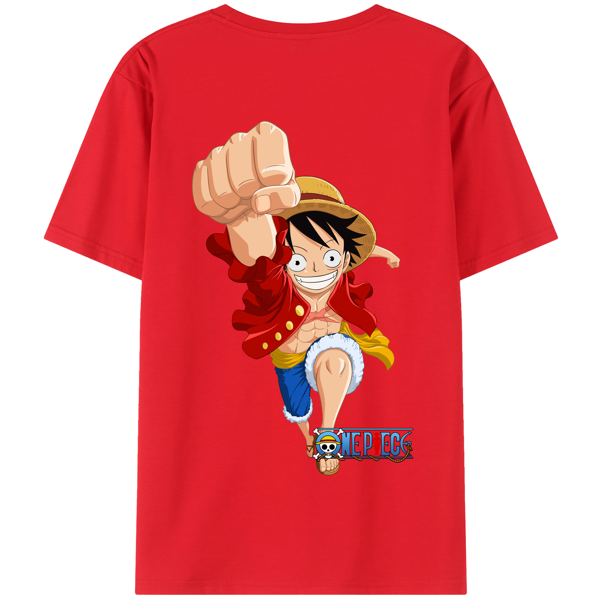 ワンピース モンキー・D・ルフィ ONE PIECE Monkey D. Luffy 綿100％半袖Tシャツ（背面プリント）