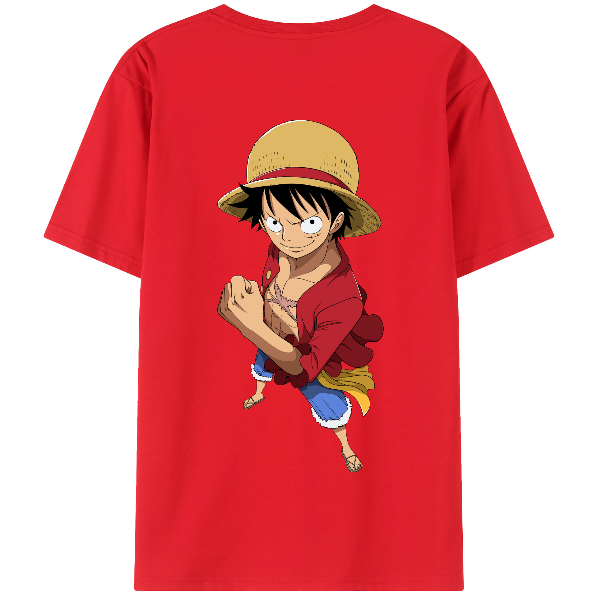 ワンピース モンキー・D・ルフィ ONE PIECE Monkey D. Luffy 綿100％半袖Tシャツ（背面プリント）