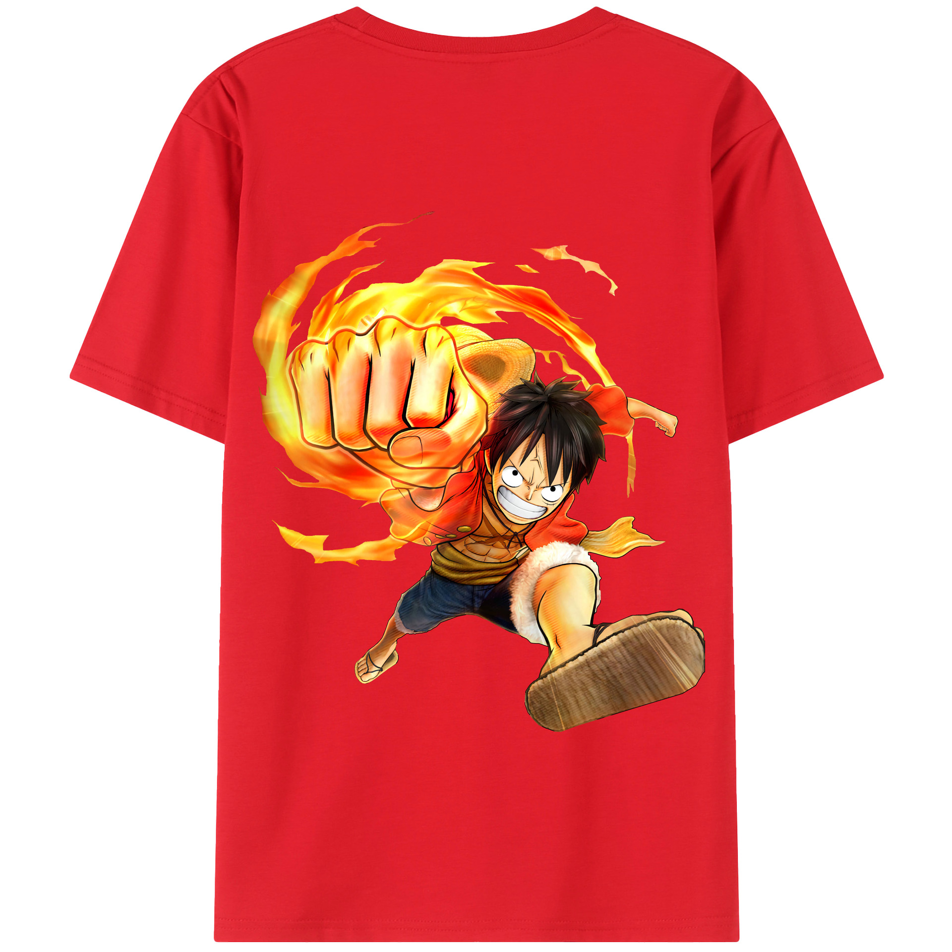 ワンピース モンキー・D・ルフィ ONE PIECE Monkey D. Luffy 綿100％半袖Tシャツ（背面プリント）