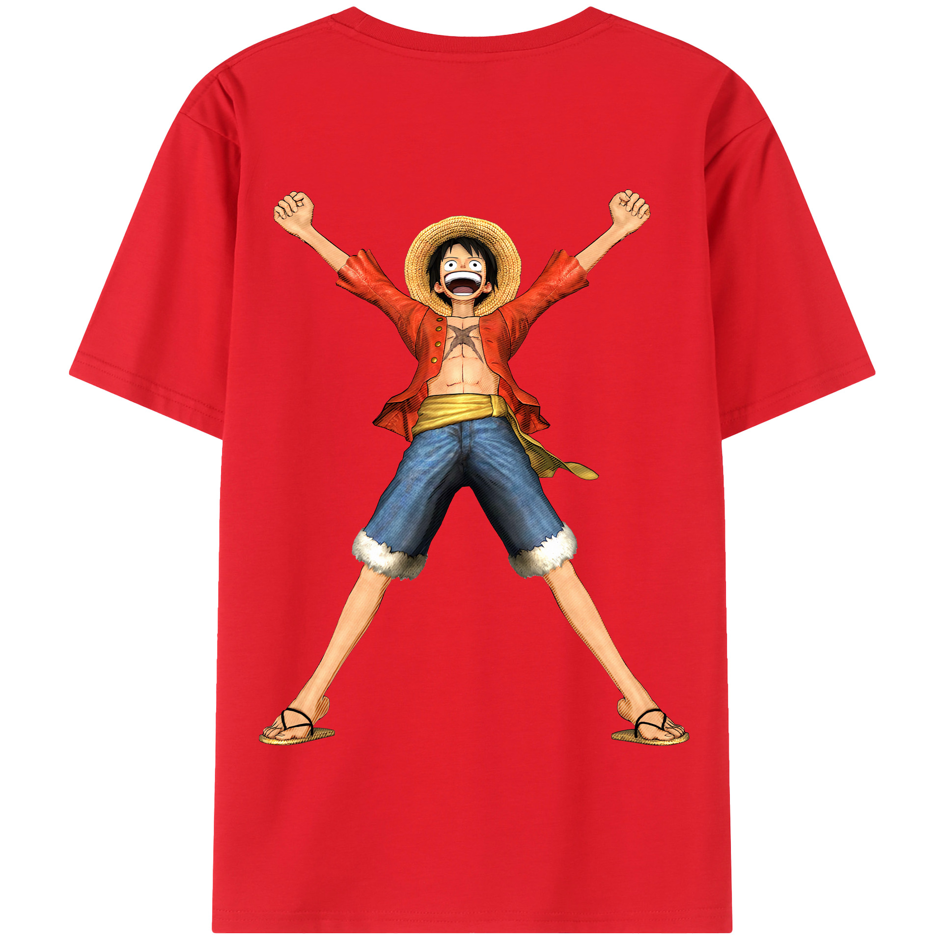 ワンピース モンキー・D・ルフィ ONE PIECE Monkey D. Luffy 綿100％半袖Tシャツ（背面プリント）