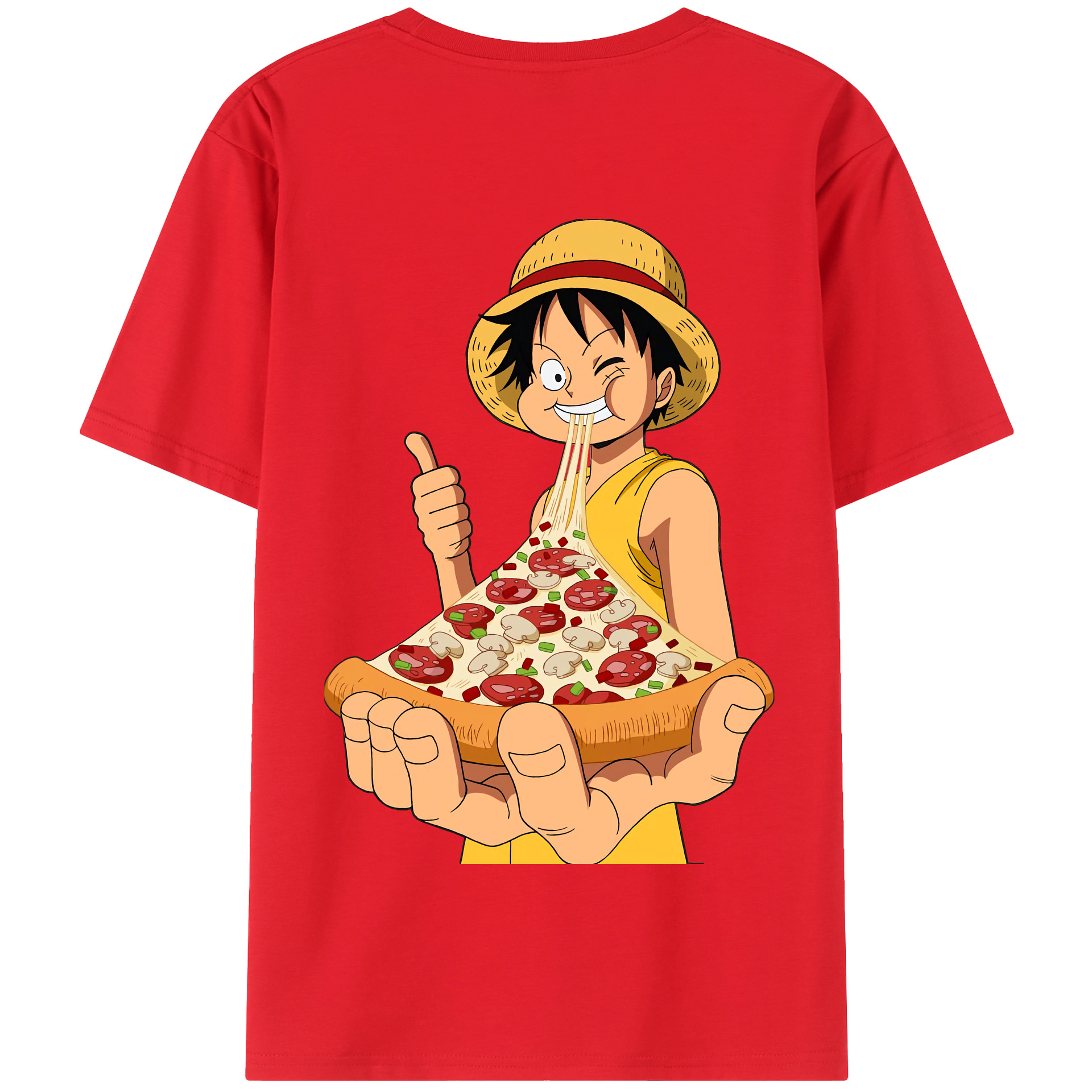 ワンピース モンキー・D・ルフィ ONE PIECE Monkey D. Luffy 綿100％半袖Tシャツ（背面プリント）
