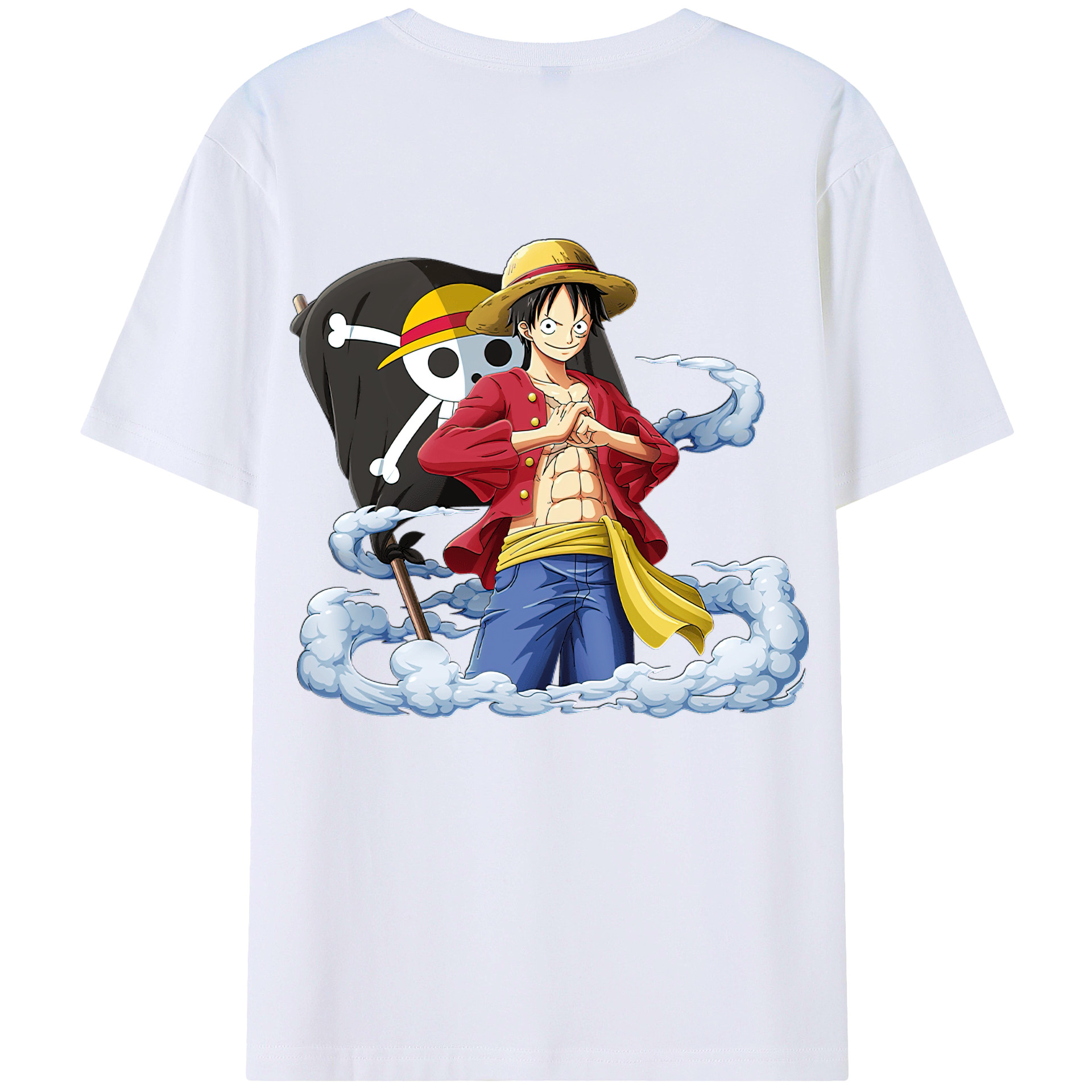ワンピース モンキー・D・ルフィ ONE PIECE Monkey D. Luffy 綿100％半袖Tシャツ（背面プリント）