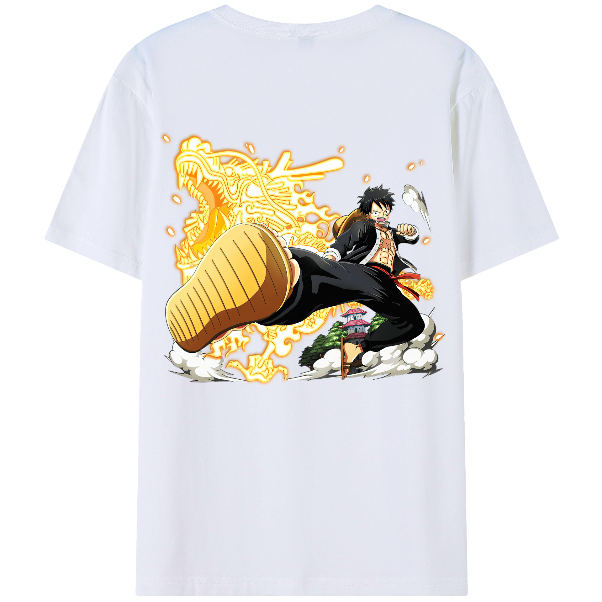 ワンピース モンキー・D・ルフィ ONE PIECE Monkey D. Luffy 綿100％半袖Tシャツ（背面プリント）