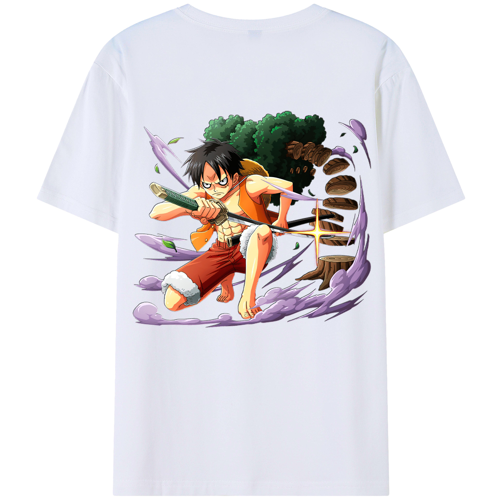 ワンピース モンキー・D・ルフィ ONE PIECE Monkey D. Luffy 綿100％半袖Tシャツ（背面プリント）