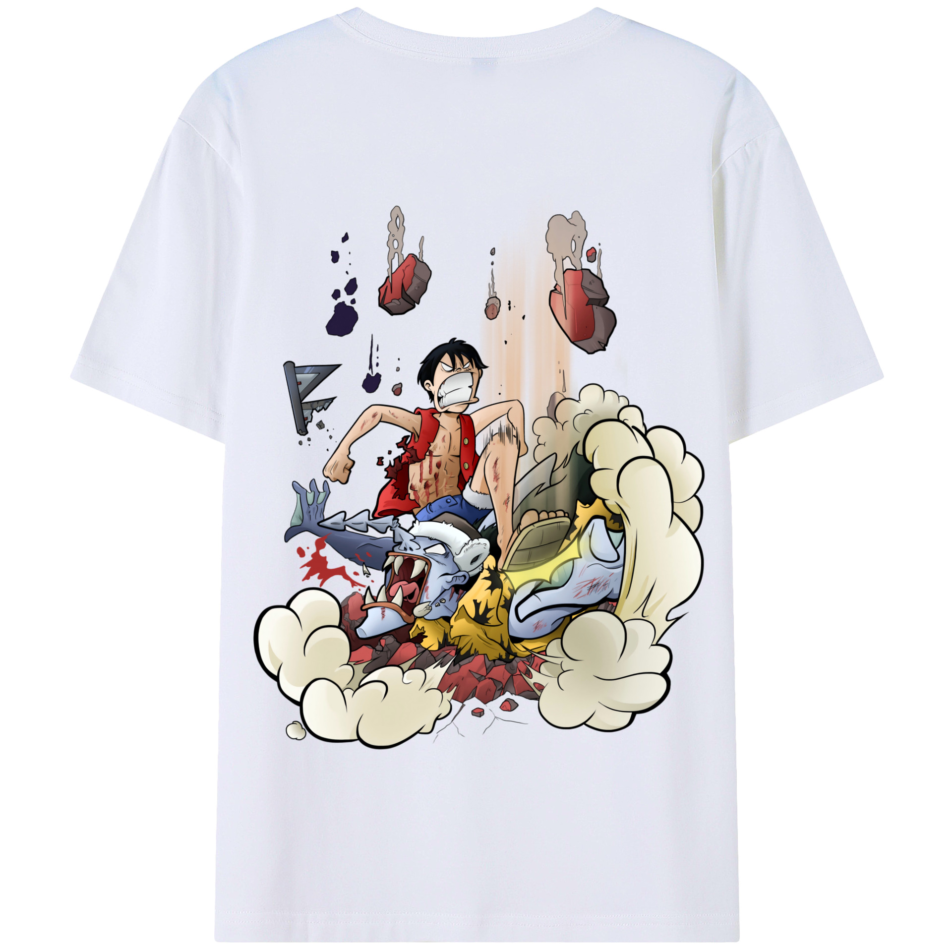 ワンピース モンキー・D・ルフィ ONE PIECE Monkey D. Luffy 綿100％半袖Tシャツ（背面プリント）