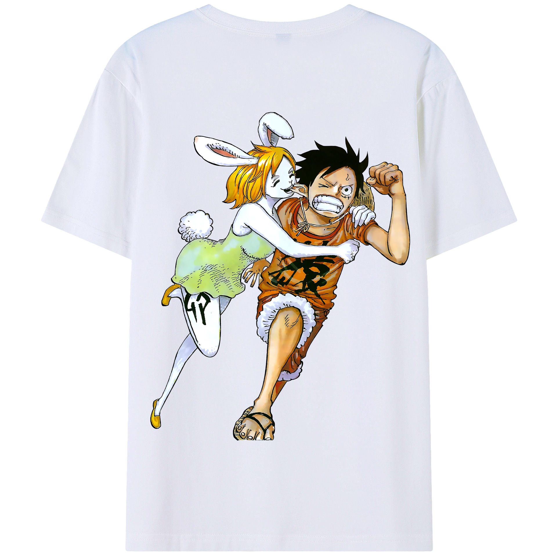 ワンピース モンキー・D・ルフィ ONE PIECE Monkey D. Luffy 綿100％半袖Tシャツ（背面プリント）