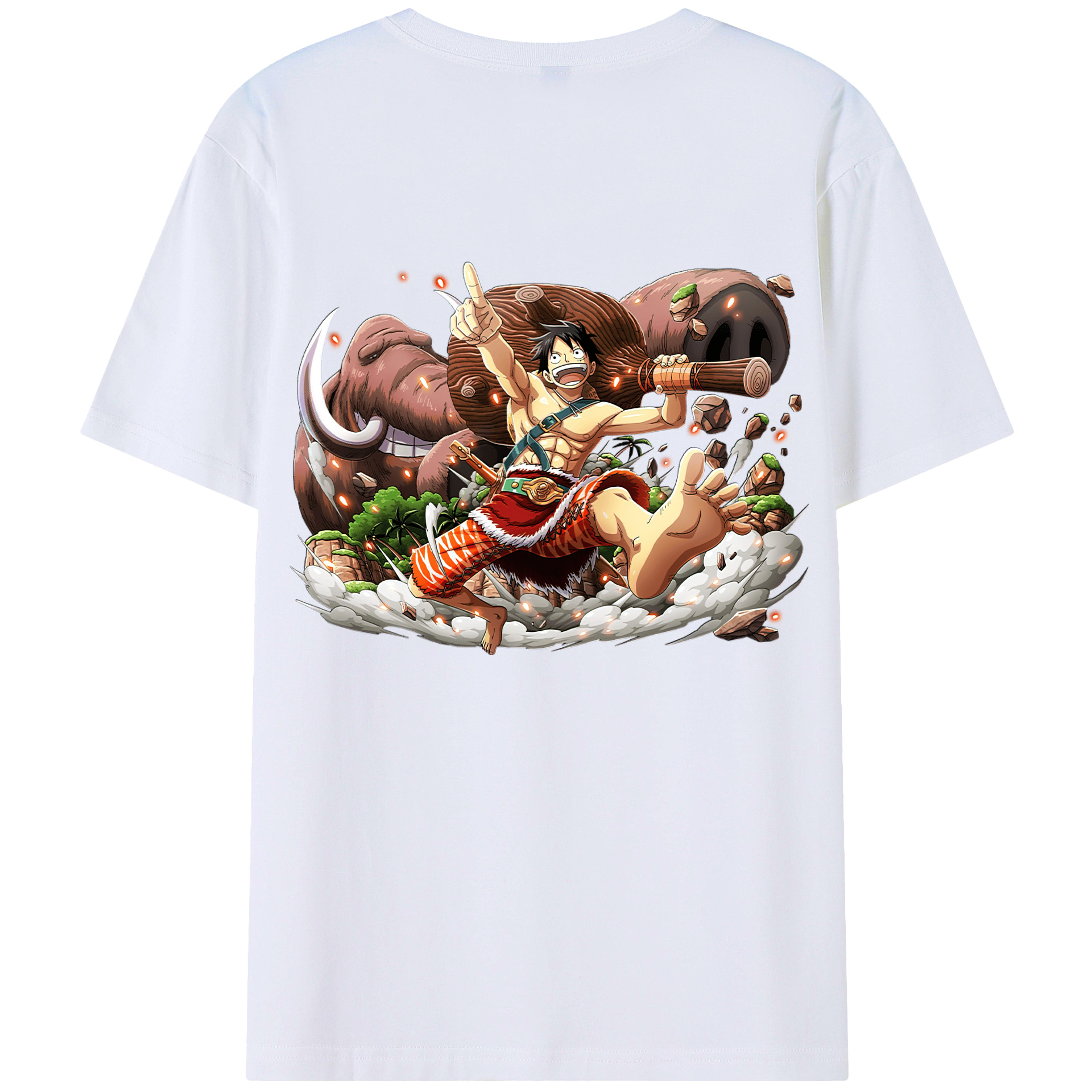 ワンピース モンキー・D・ルフィ ONE PIECE Monkey D. Luffy 綿100％半袖Tシャツ（背面プリント）