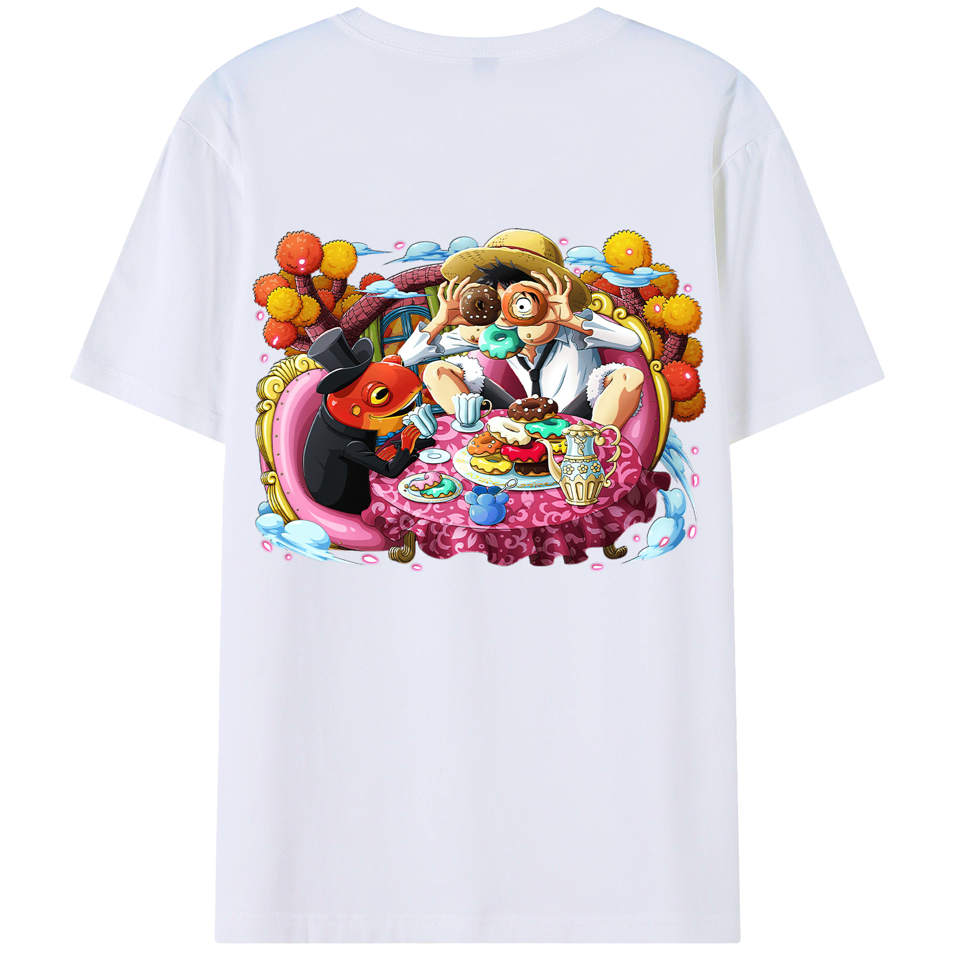 ワンピース モンキー・D・ルフィ ONE PIECE Monkey D. Luffy 綿100％半袖Tシャツ（背面プリント）