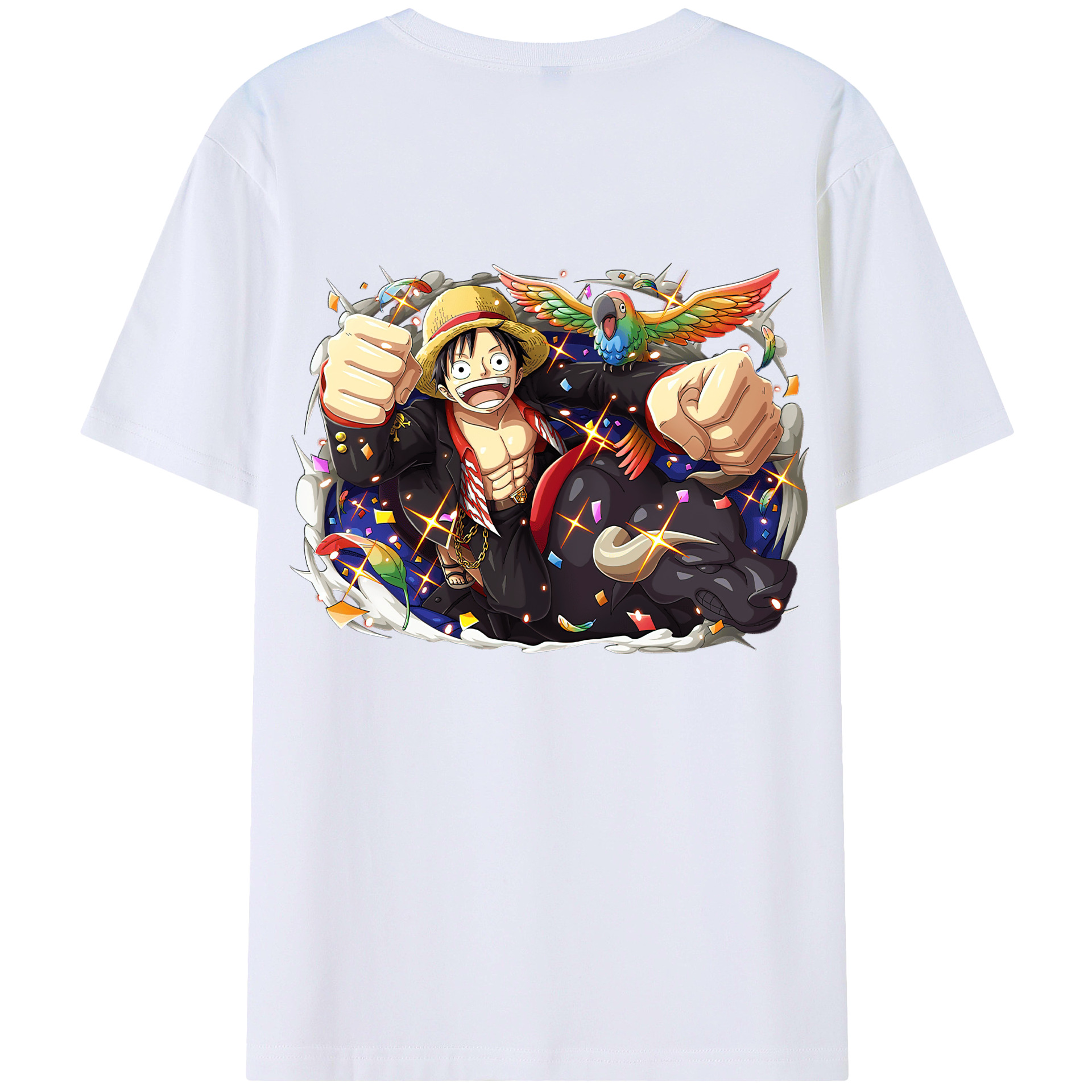 ワンピース モンキー・D・ルフィ ONE PIECE Monkey D. Luffy 綿100％半袖Tシャツ（背面プリント）