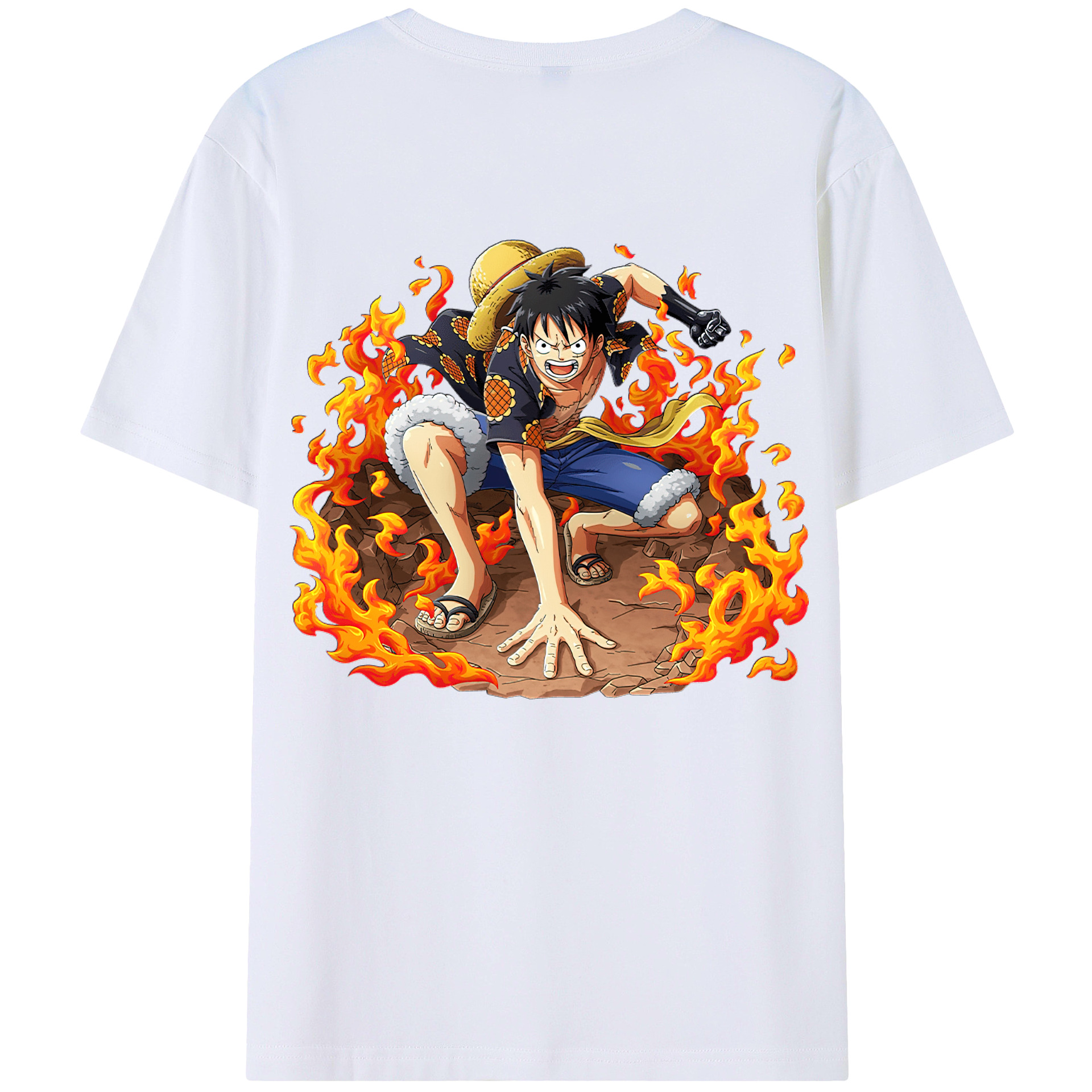 ワンピース モンキー・D・ルフィ ONE PIECE Monkey D. Luffy 綿100％半袖Tシャツ（背面プリント）