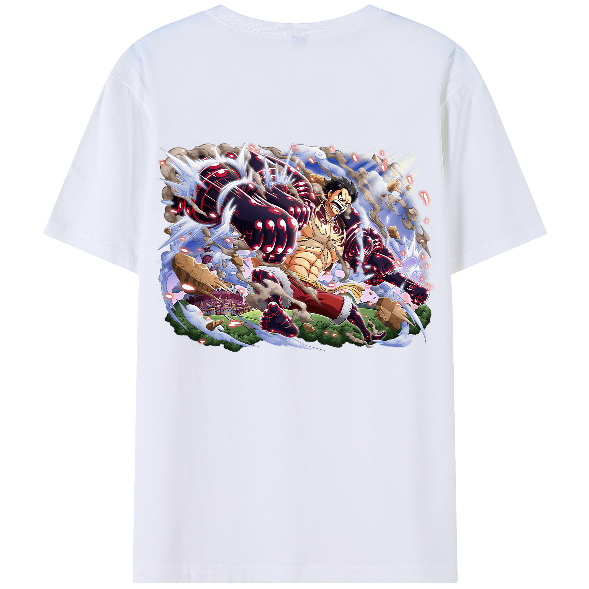 ワンピース モンキー・D・ルフィ ONE PIECE Monkey D. Luffy 綿100％半袖Tシャツ（背面プリント）
