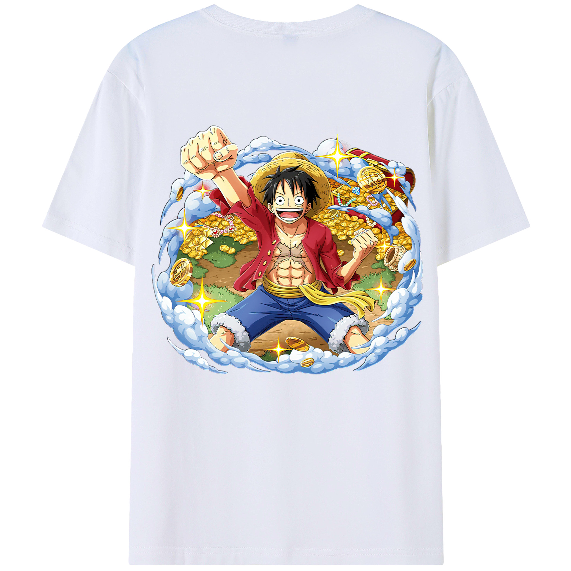 ワンピース モンキー・D・ルフィ ONE PIECE Monkey D. Luffy 綿100％半袖Tシャツ（背面プリント）