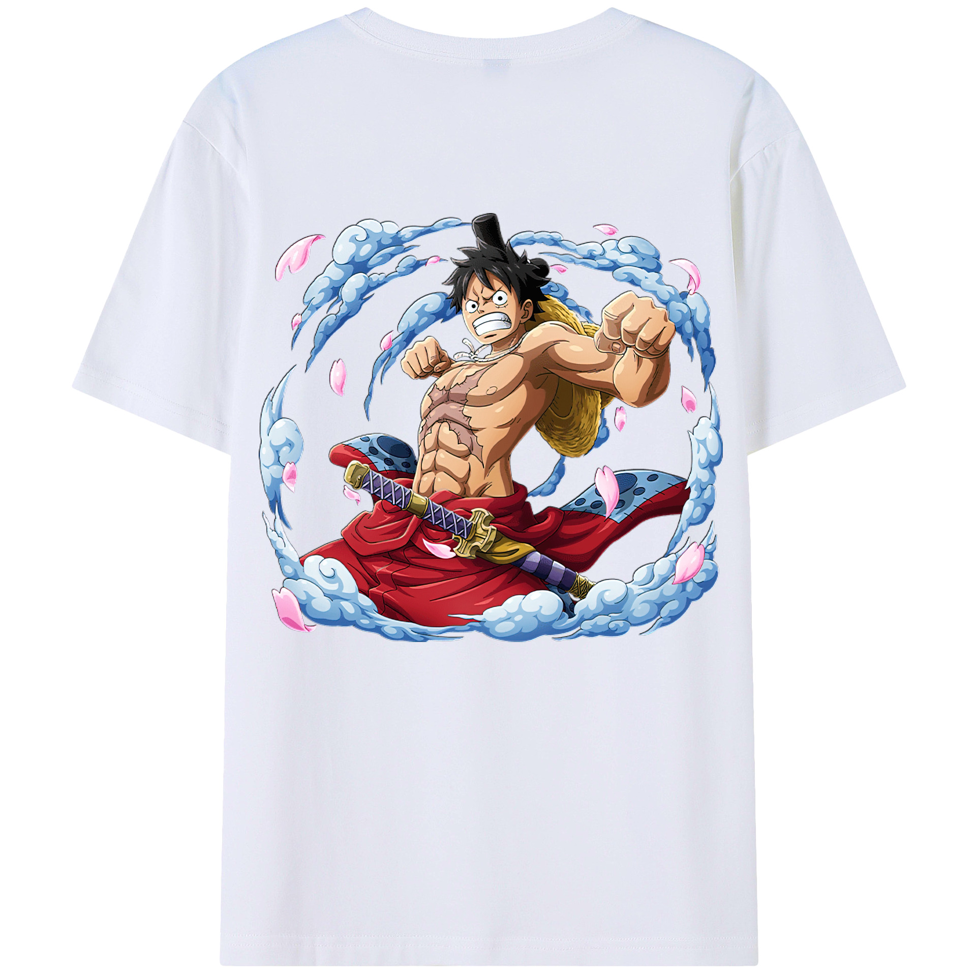 ワンピース モンキー・D・ルフィ ONE PIECE Monkey D. Luffy 綿100％半袖Tシャツ（背面プリント）