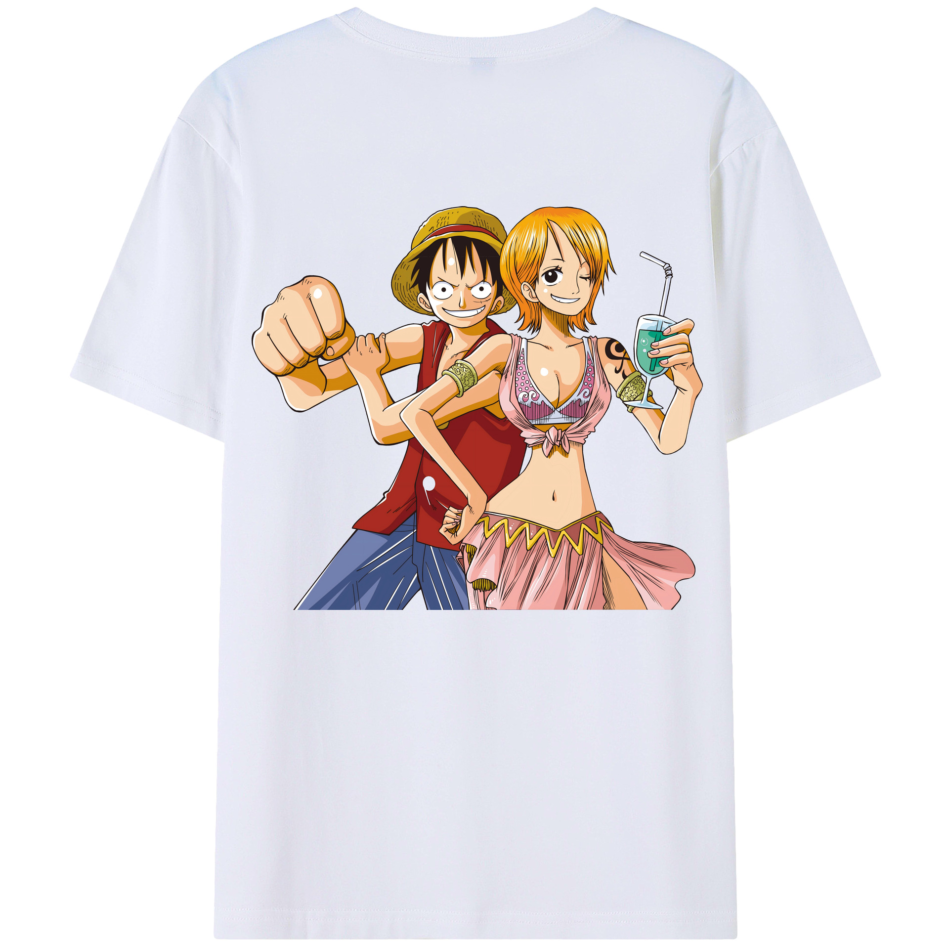 ワンピース モンキー・D・ルフィ ONE PIECE Monkey D. Luffy 綿100％半袖Tシャツ（背面プリント）