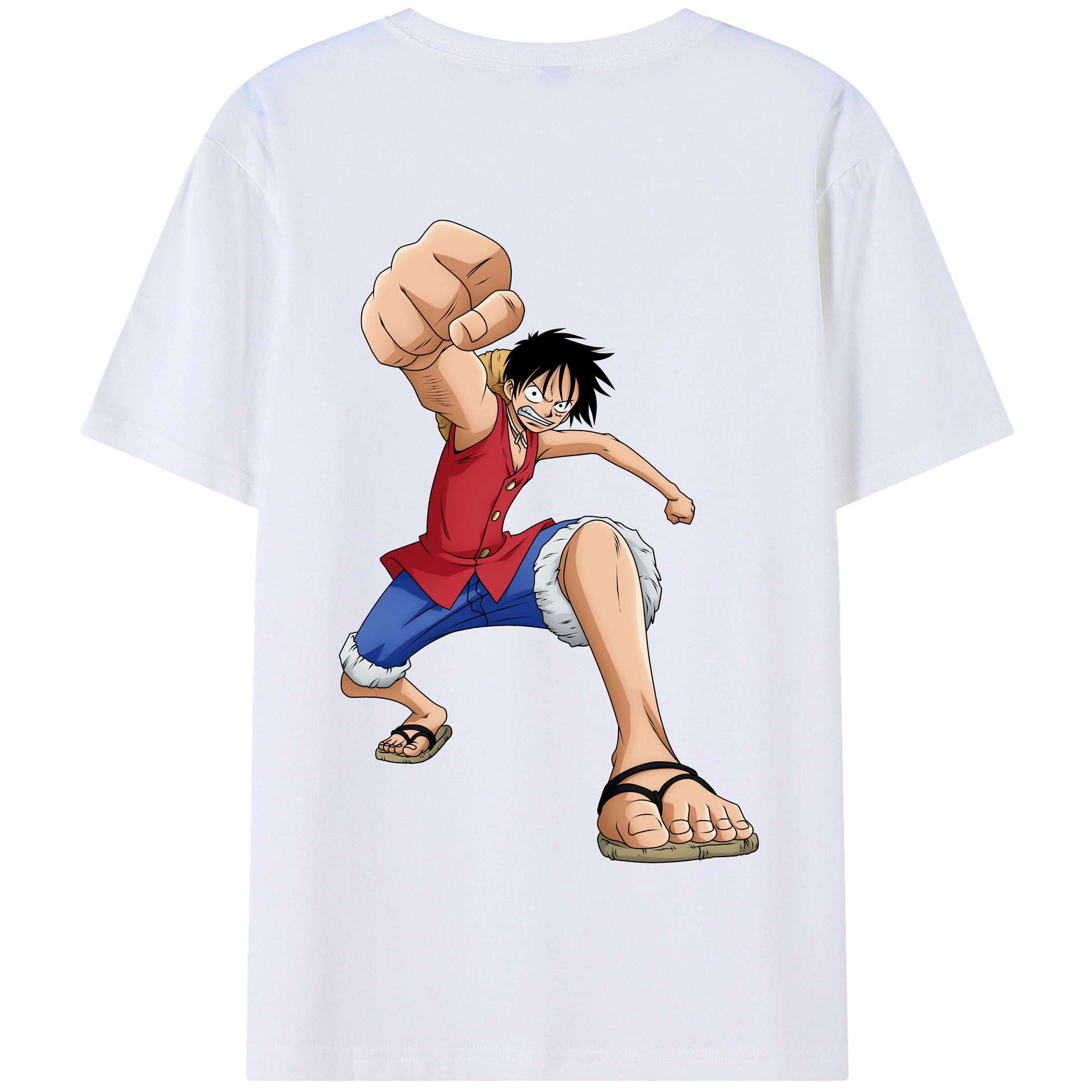 ワンピース モンキー・D・ルフィ ONE PIECE Monkey D. Luffy 綿100％半袖Tシャツ（背面プリント）