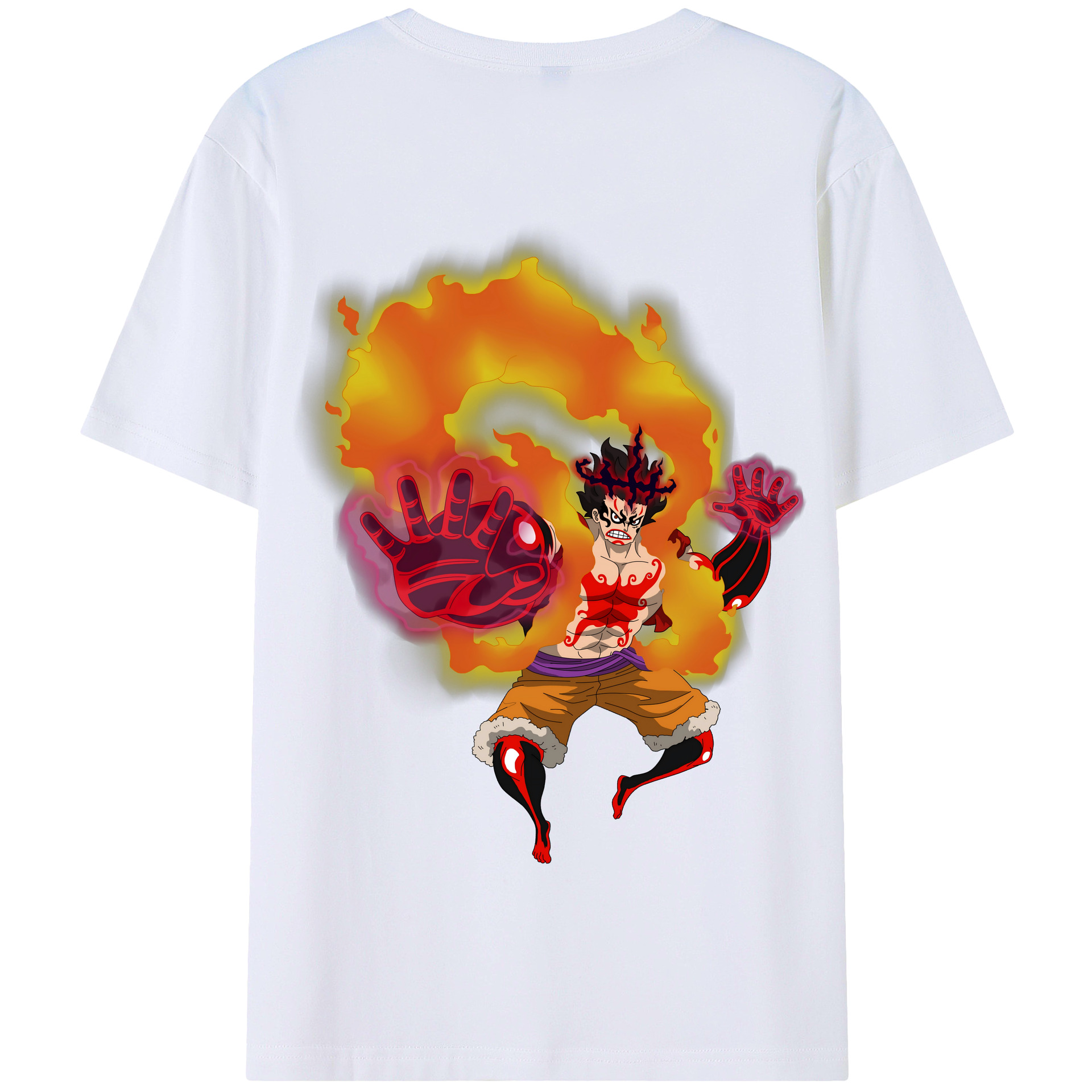 ワンピース モンキー・D・ルフィ ONE PIECE Monkey D. Luffy 綿100％半袖Tシャツ（背面プリント）