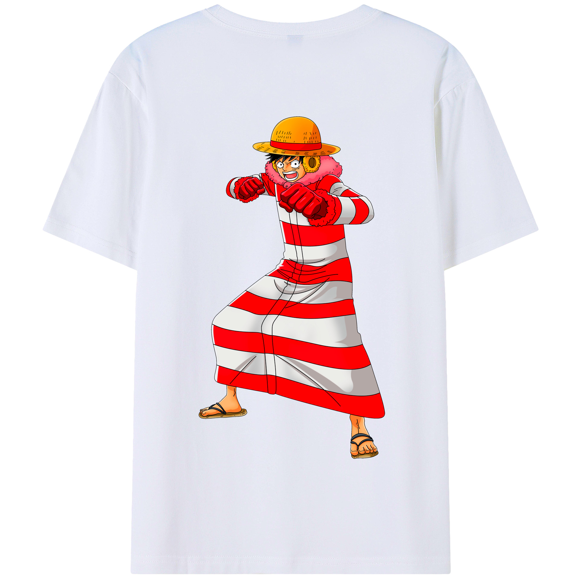 ワンピース モンキー・D・ルフィ ONE PIECE Monkey D. Luffy 綿100％半袖Tシャツ（背面プリント）