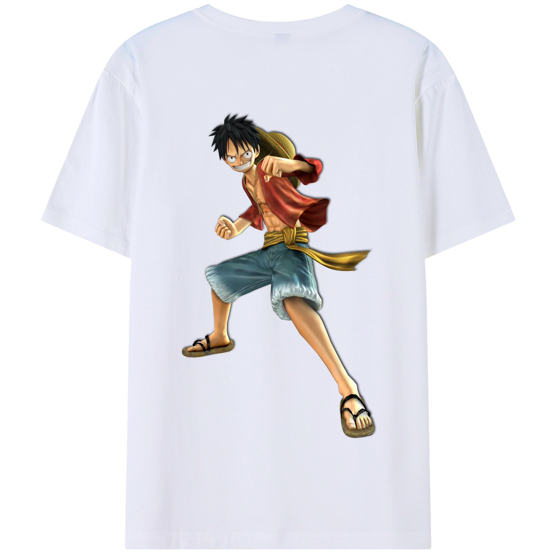 ワンピース モンキー・D・ルフィ ONE PIECE Monkey D. Luffy 綿100％半袖Tシャツ（背面プリント）