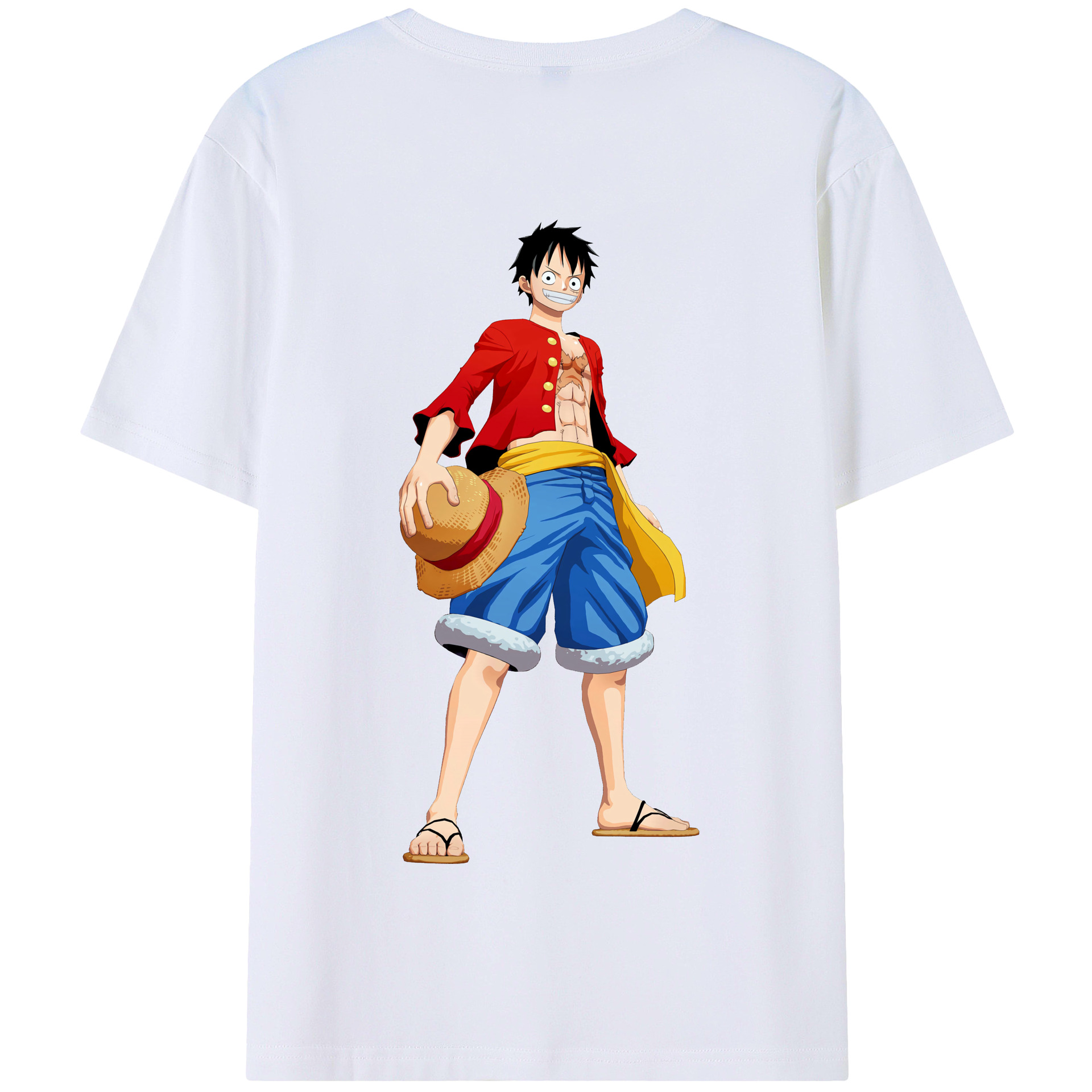 ワンピース モンキー・D・ルフィ ONE PIECE Monkey D. Luffy 綿100％半袖Tシャツ（背面プリント）
