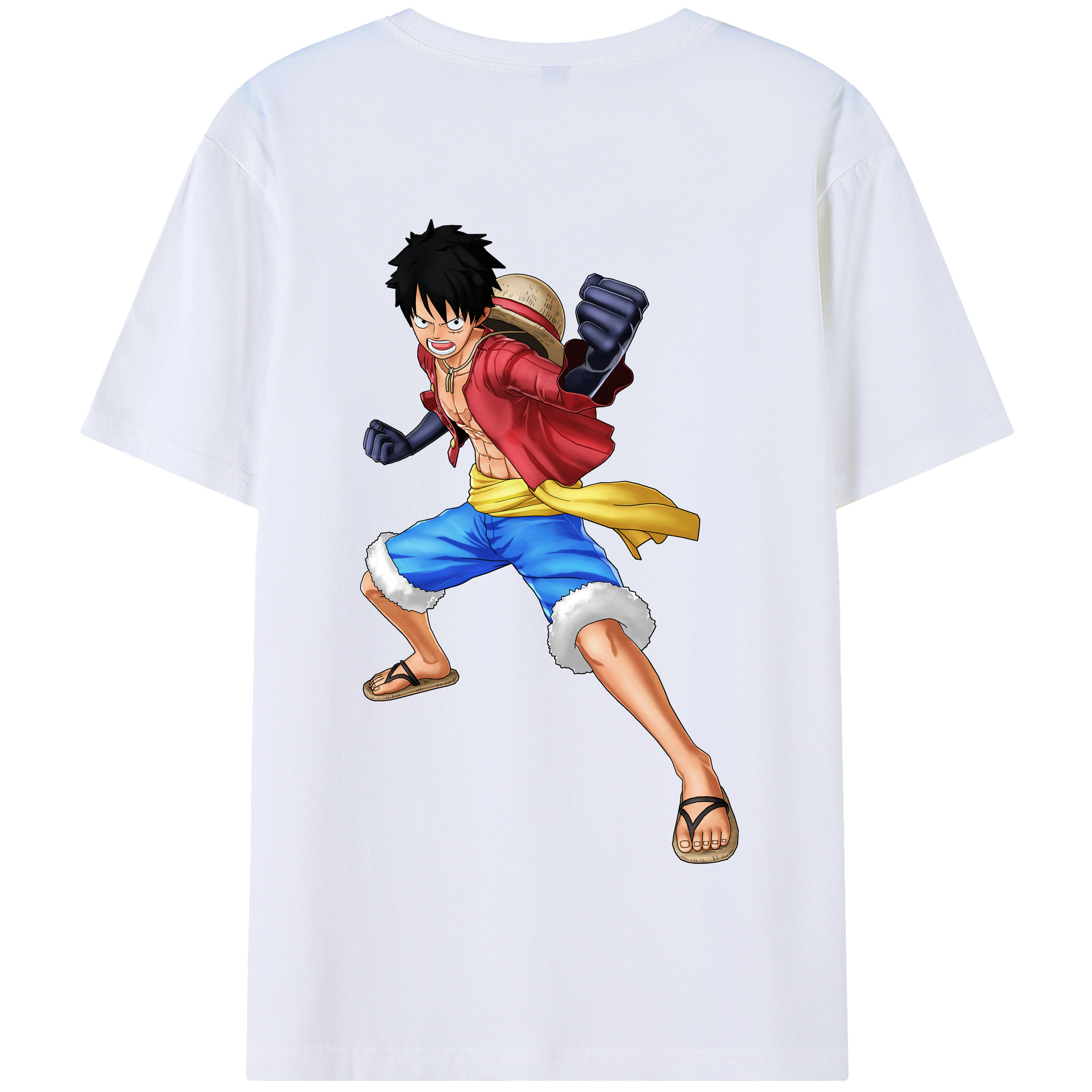 ワンピース モンキー・D・ルフィ ONE PIECE Monkey D. Luffy 綿100％半袖Tシャツ（背面プリント）