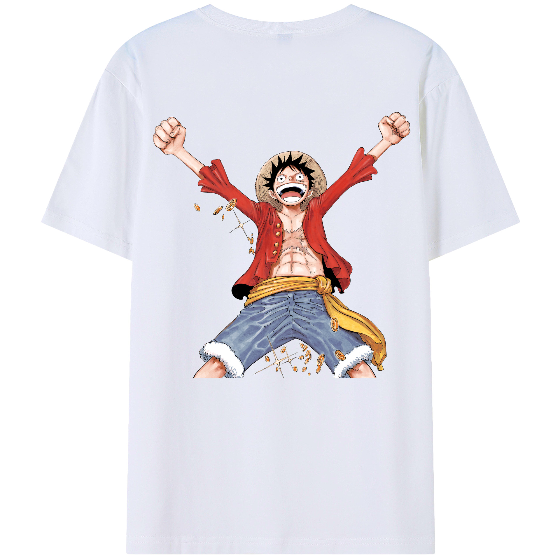 ワンピース モンキー・D・ルフィ ONE PIECE Monkey D. Luffy 綿100％半袖Tシャツ（背面プリント）
