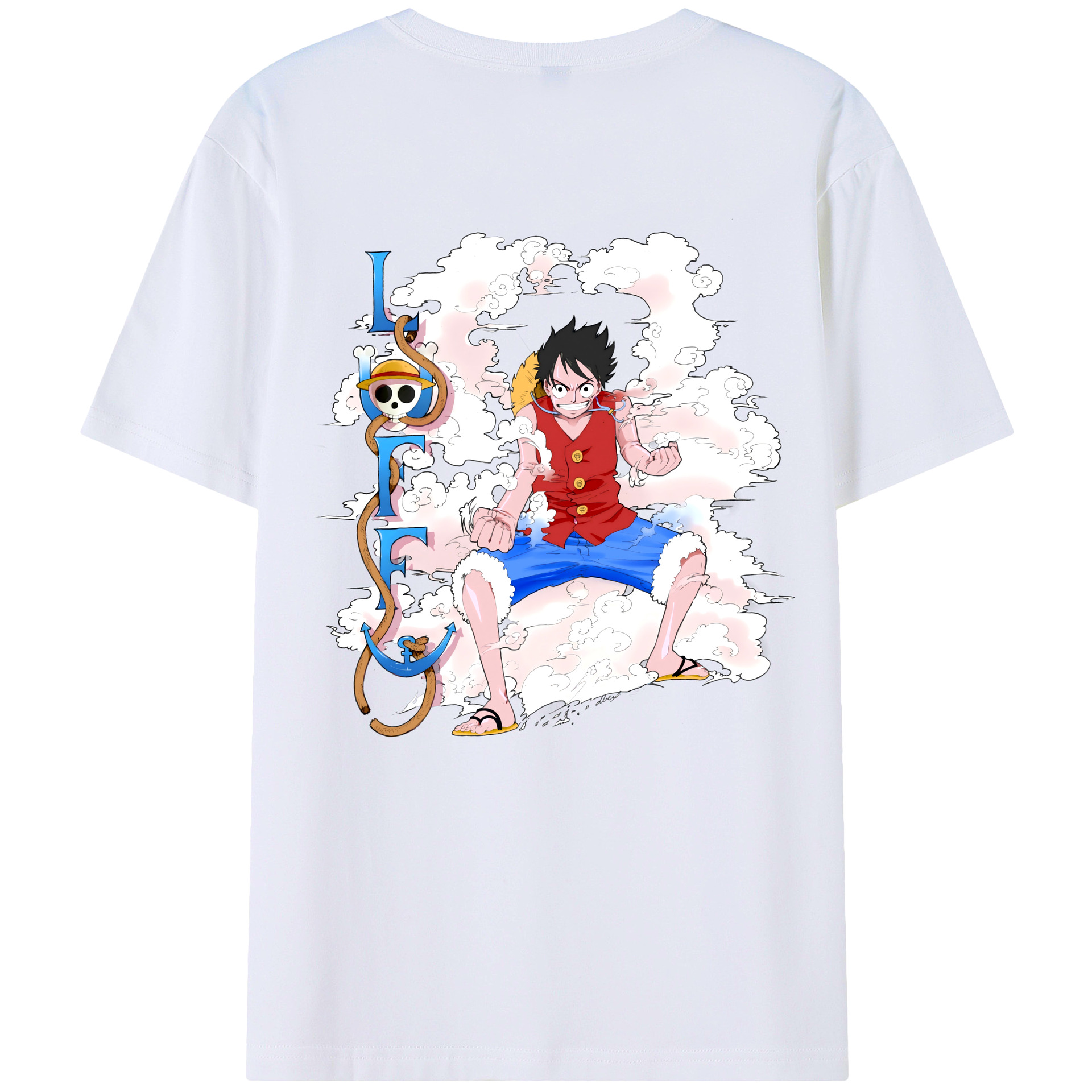 ワンピース モンキー・D・ルフィ ONE PIECE Monkey D. Luffy 綿100％半袖Tシャツ（背面プリント）