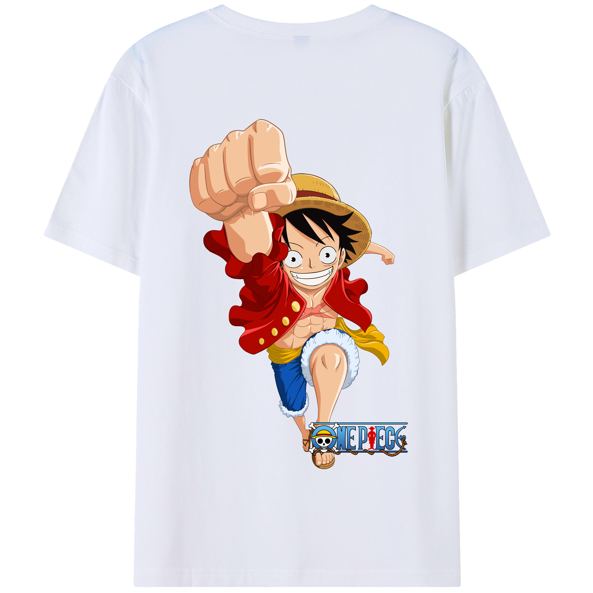 ワンピース モンキー・D・ルフィ ONE PIECE Monkey D. Luffy 綿100％半袖Tシャツ（背面プリント）