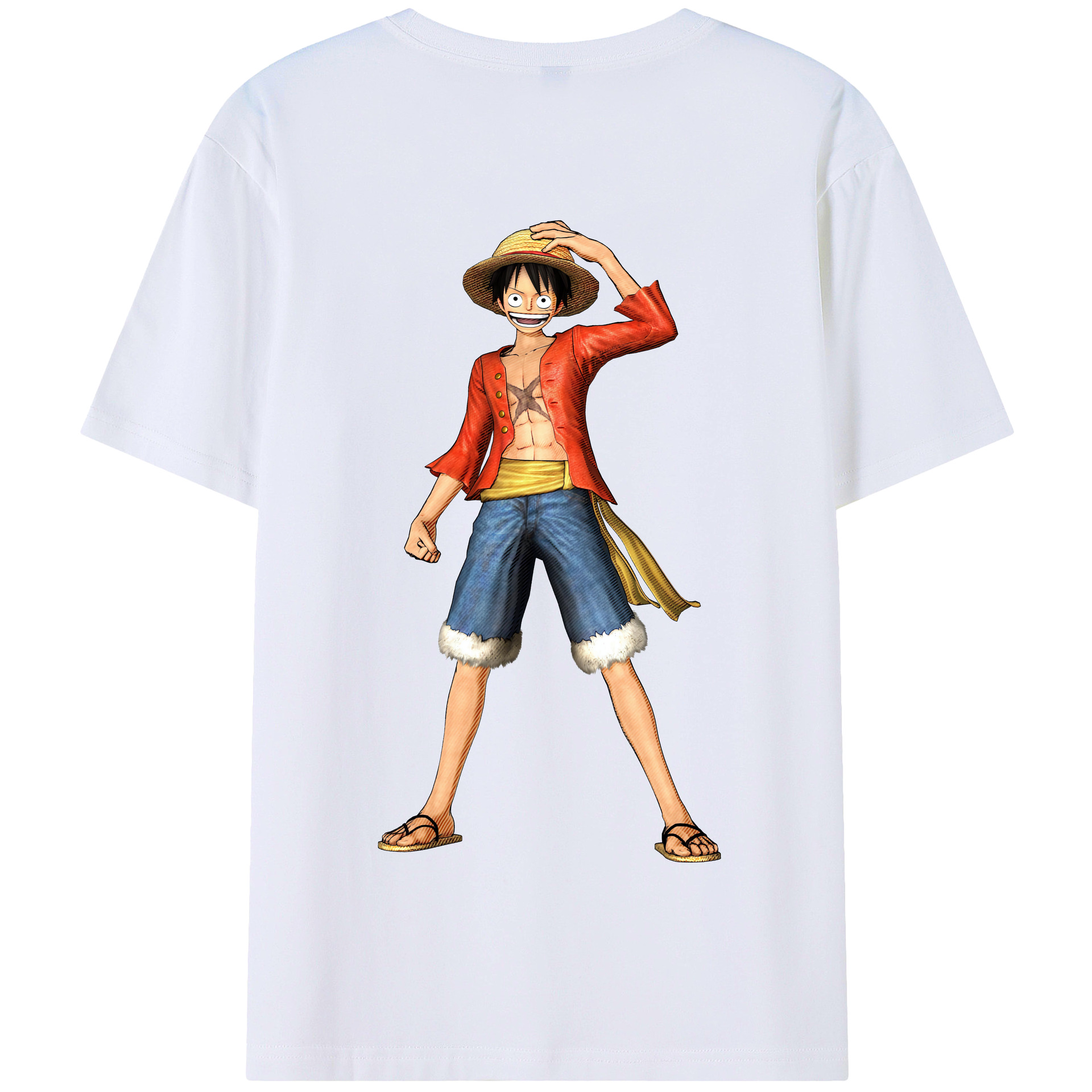 ワンピース モンキー・D・ルフィ ONE PIECE Monkey D. Luffy 綿100％半袖Tシャツ（背面プリント）