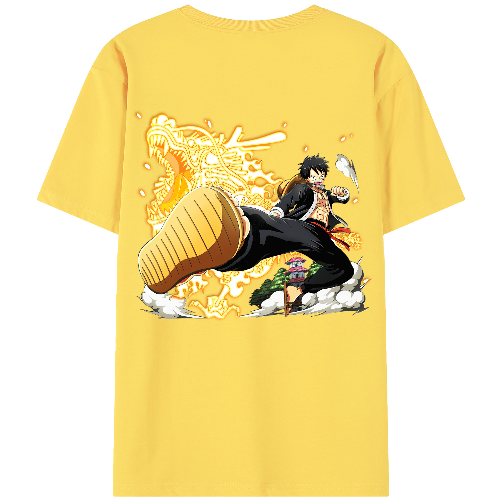 ワンピース モンキー・D・ルフィ ONE PIECE Monkey D. Luffy 綿100％半袖Tシャツ（背面プリント）