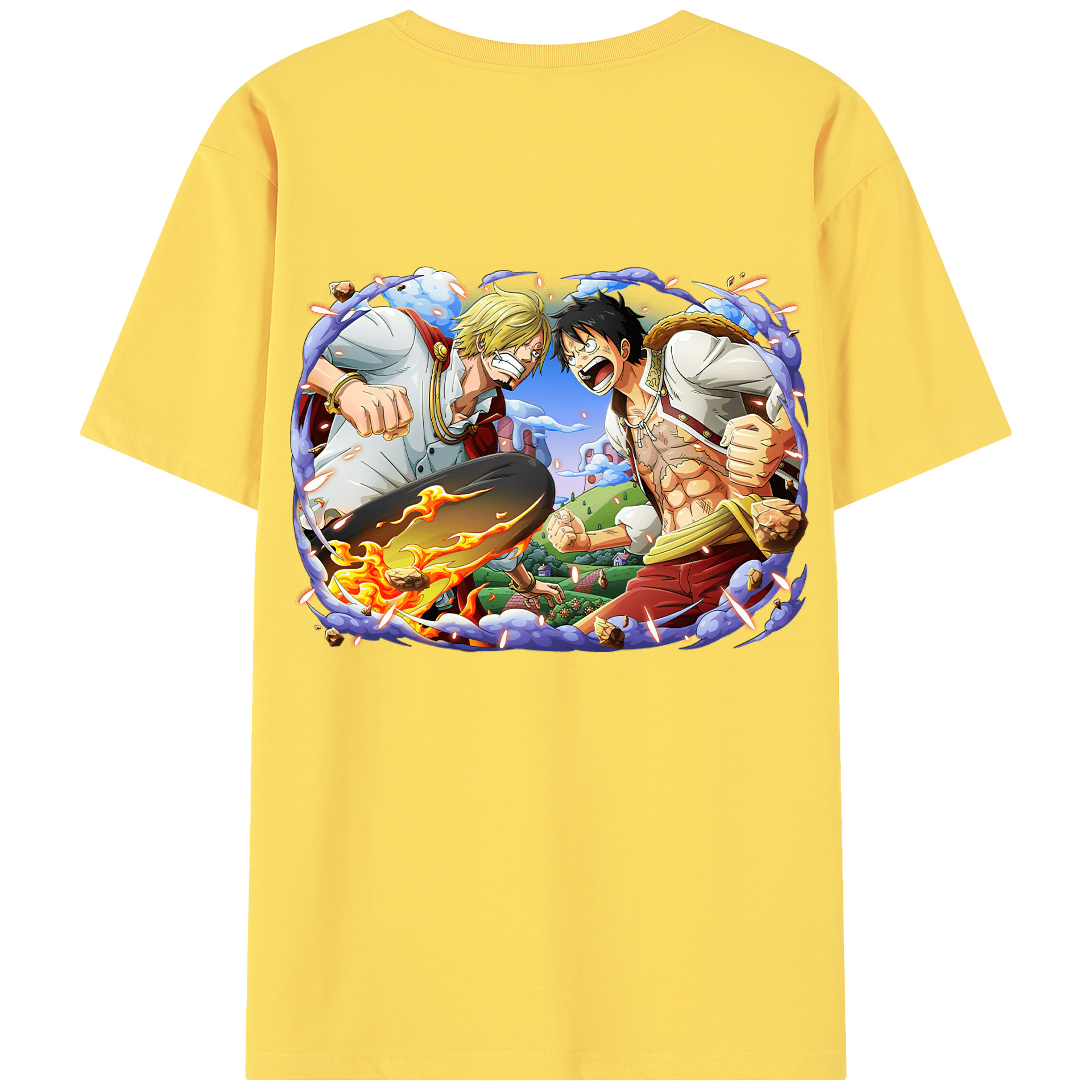 ワンピース モンキー・D・ルフィ ONE PIECE Monkey D. Luffy 綿100％半袖Tシャツ（背面プリント）